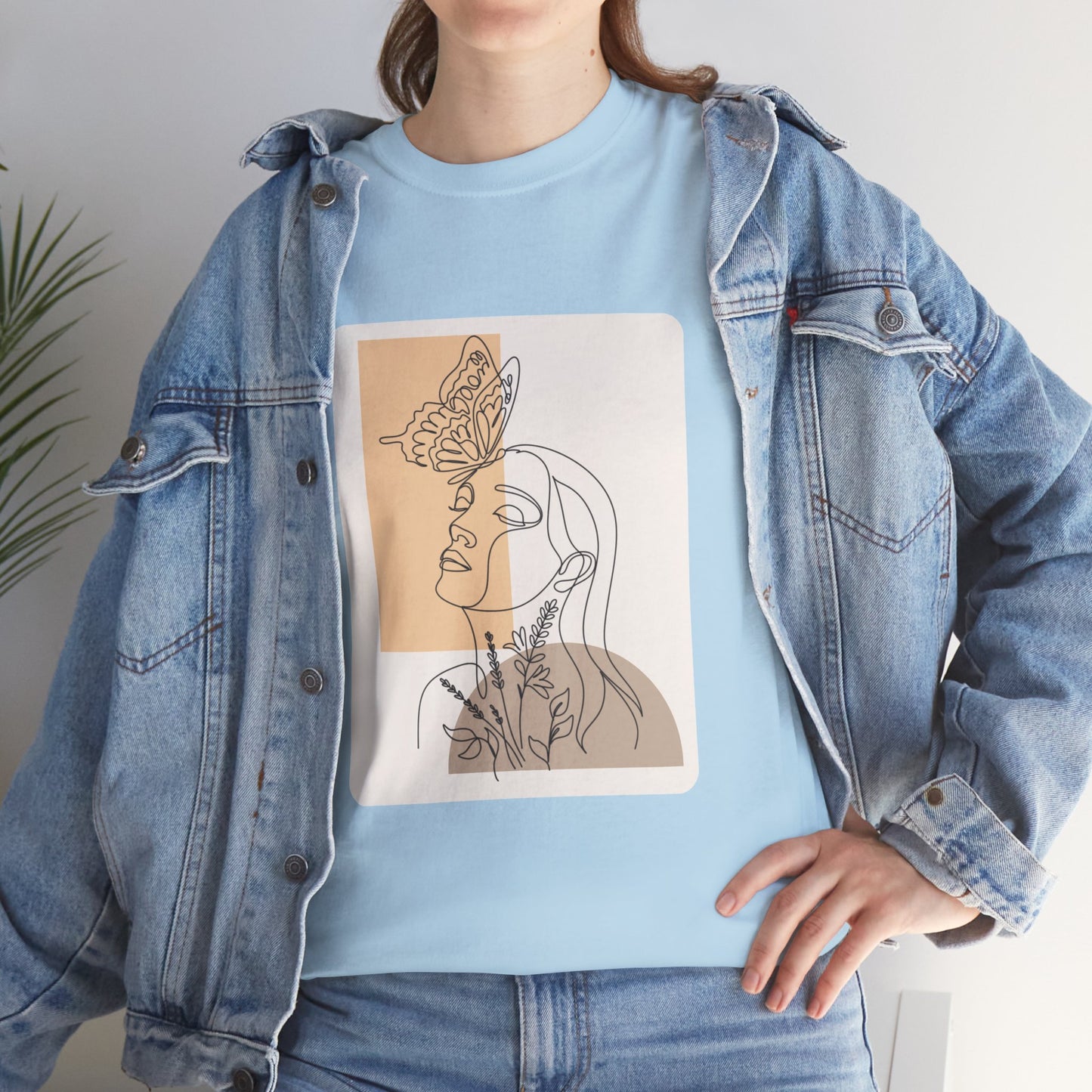 Artistic Unisex Tee: Modern Line Drawing with Butterfly, Perfect for Casual Outings, Gift for Art Lovers, Spring Fashion, Eco-Friendly Wear