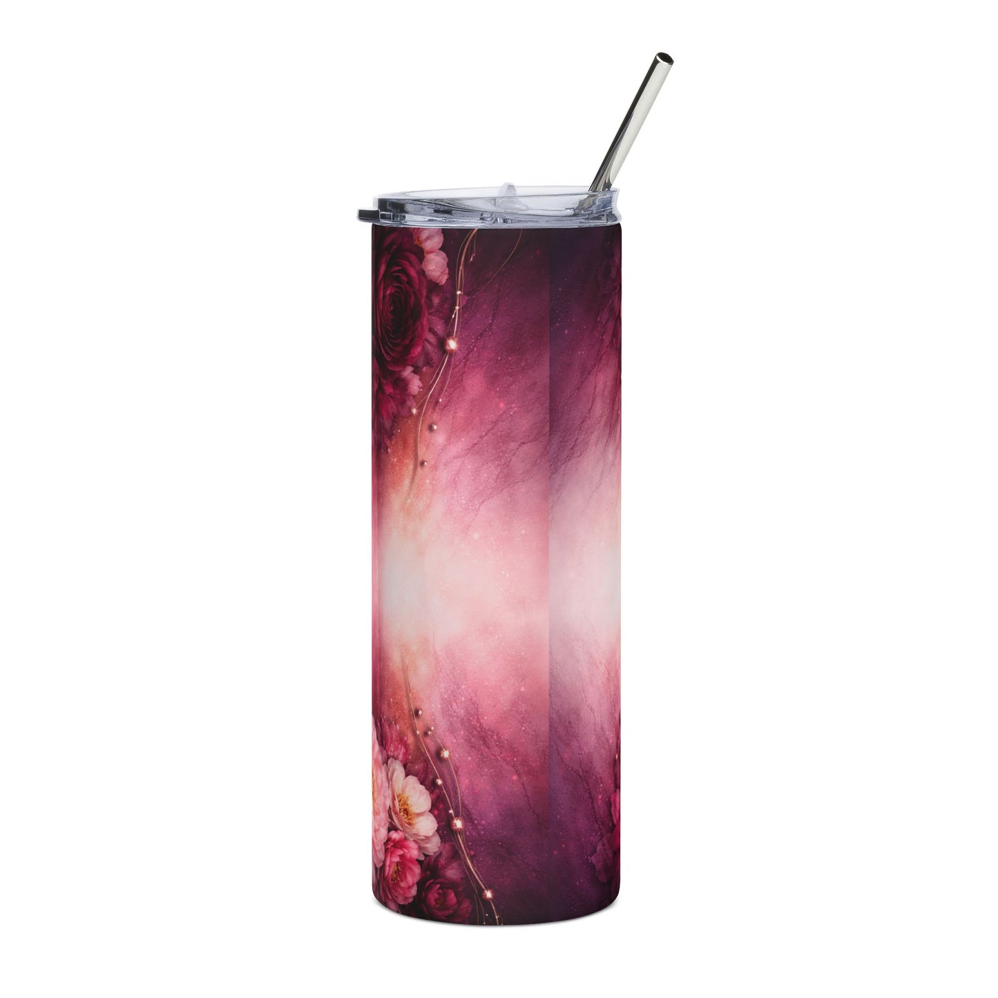 20oz Pink Floral Stainless Steel Tumbler – Rose Bouquet Travel Cup