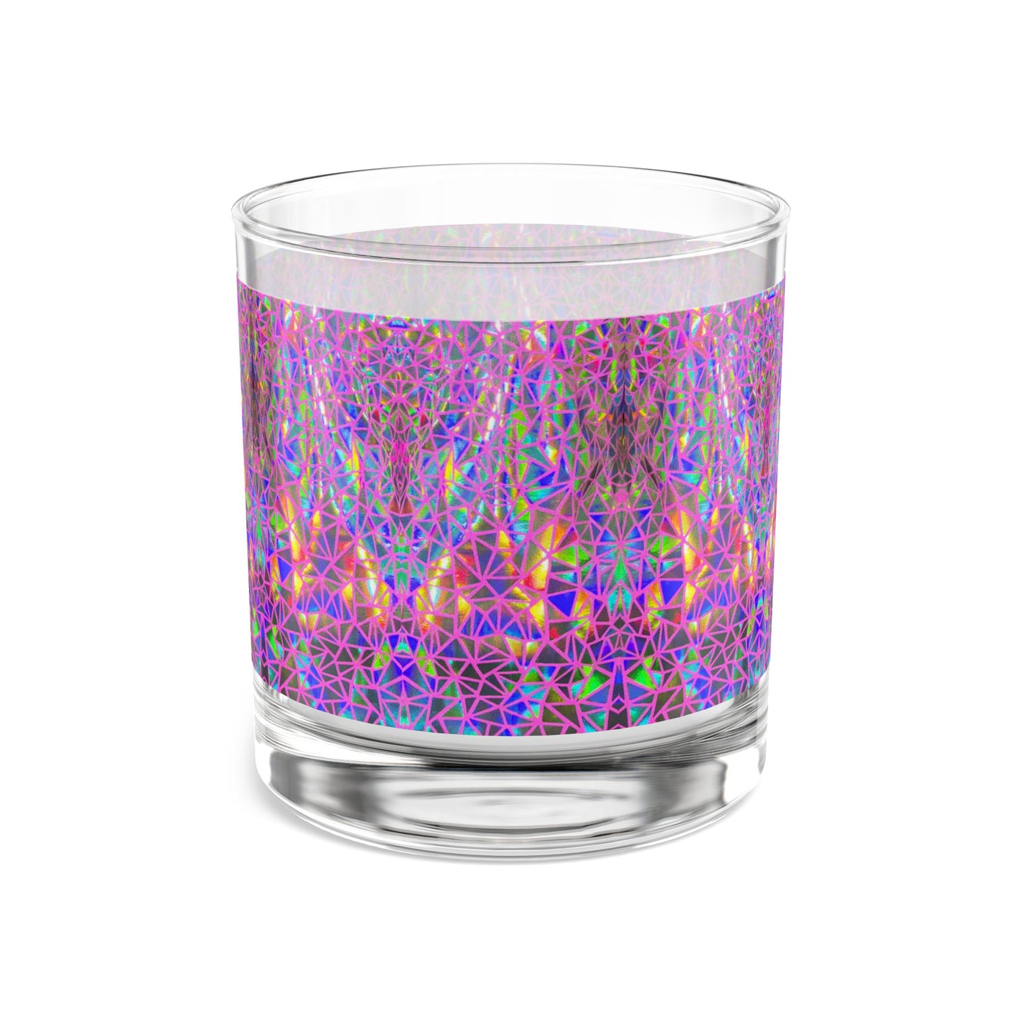 Holographic Geometric Pattern Rocks Glass 10oz