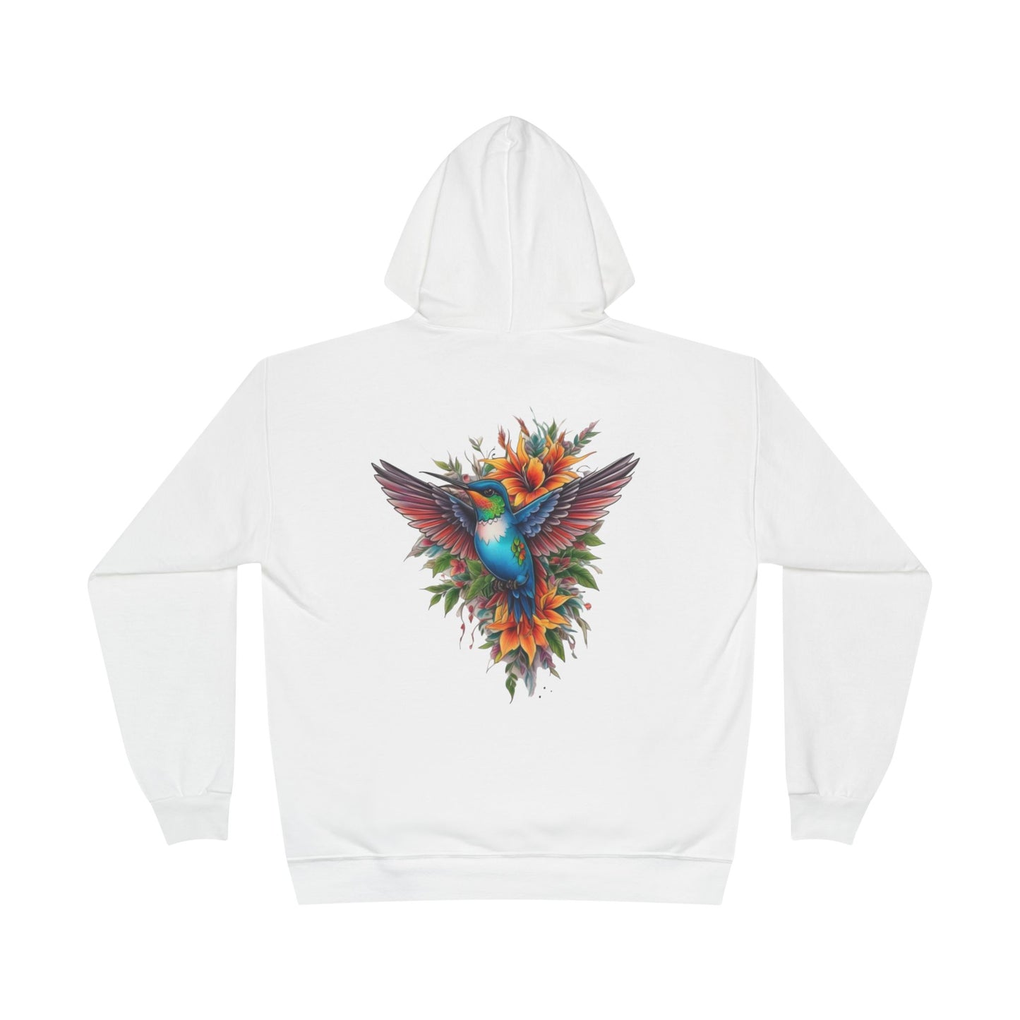 Vibrant Hummingbird Hoodie, Eco-Friendly Pullover, Perfect Gift for Nature Lovers, Spring Fashion, Unique Floral Design