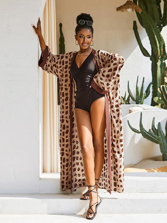 Rayon Printed Beach Cover up Sexy Cardigan Loose Vacation Sun Protection Shirt Beach Cover Up