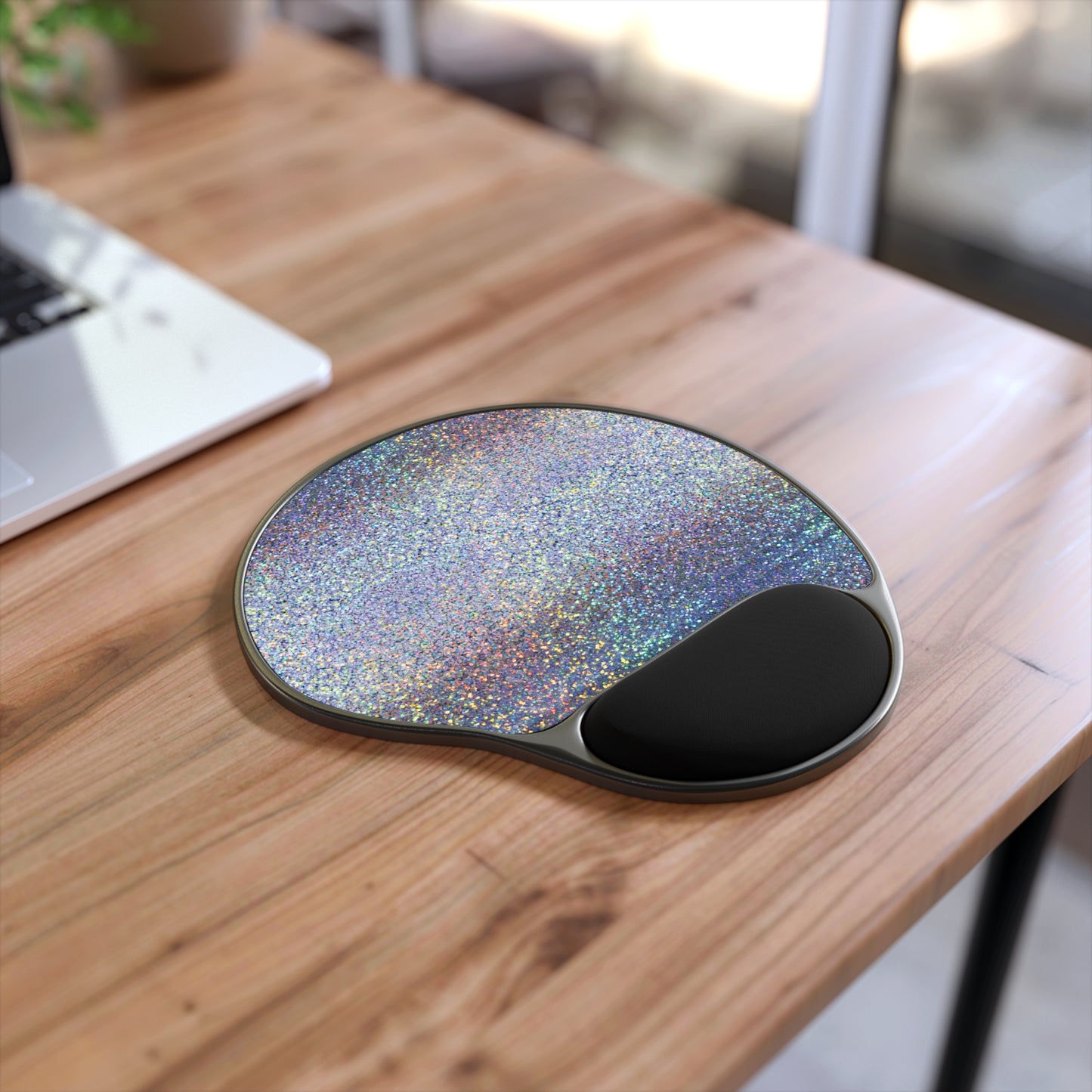 Holographic Glitter Print Mouse Pad with Ergonomic Wrist Rest