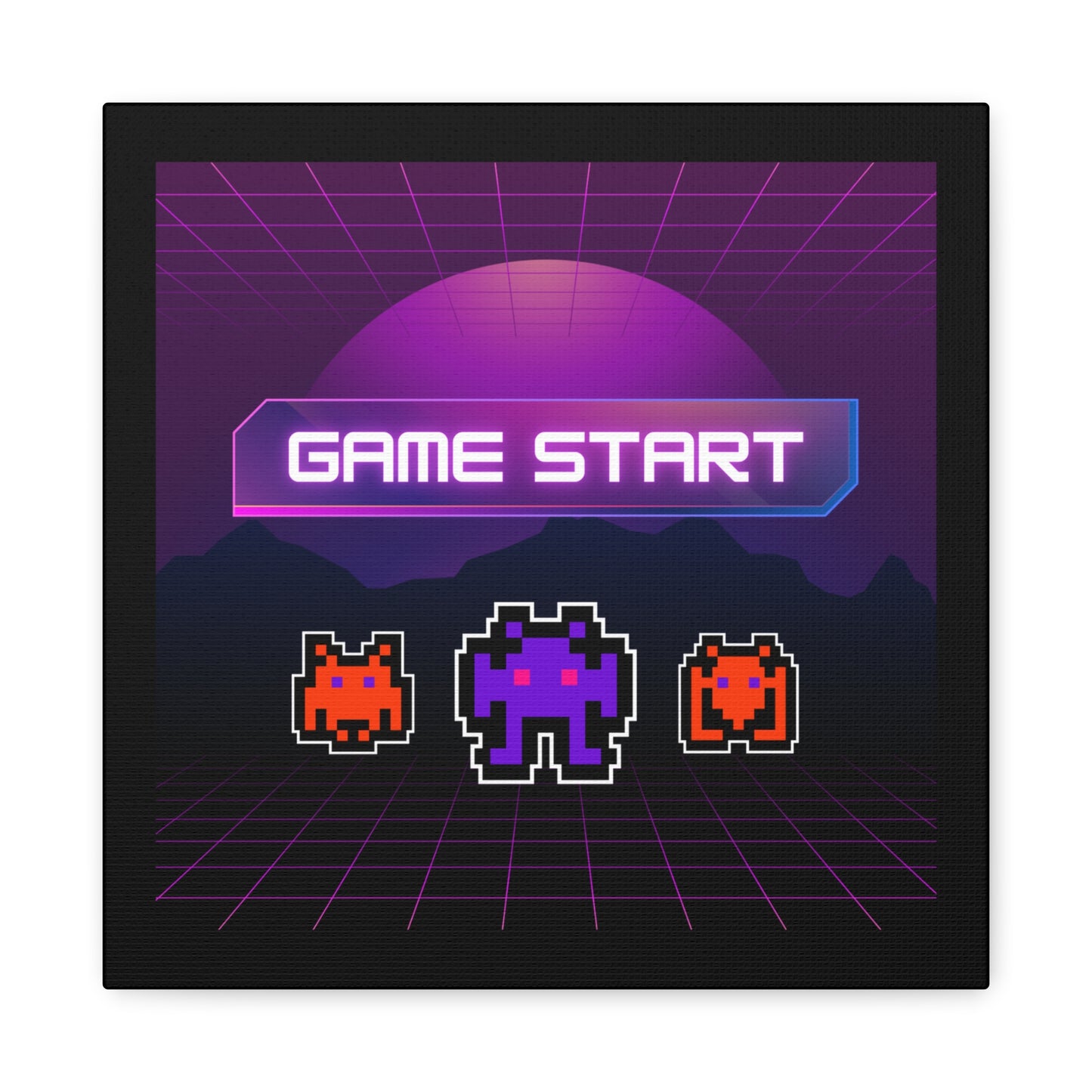 Retro Game Start Canvas Art Print | 80s Gaming Wall Decor, Gamer Gift, Pixel Art, Nostalgic Artwork, Home Decor