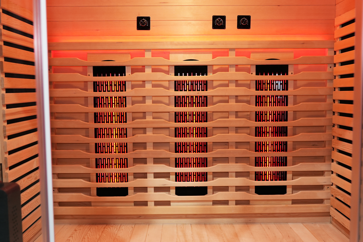 Blisspod | Venetian | Full Spectrum Indoor Premium Canadian Hemlock Ultra Low EMF Sauna | 11 Heaters | Chromotherapy & Reflexology | 3 Person