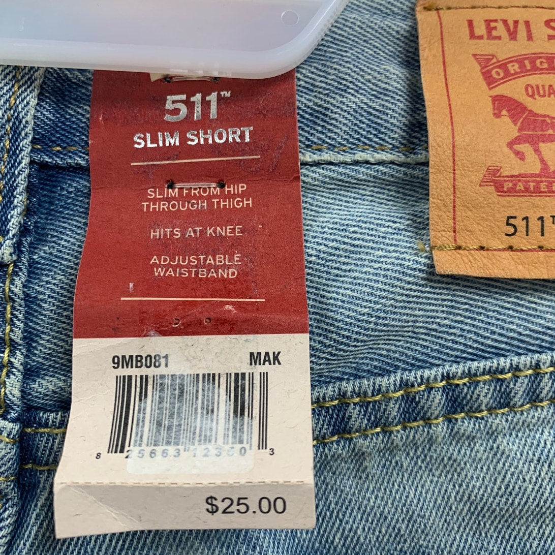 New Levi's Boys Size 14 Regular 511 Slim 100% Cotton Denim Jean Knee Shorts