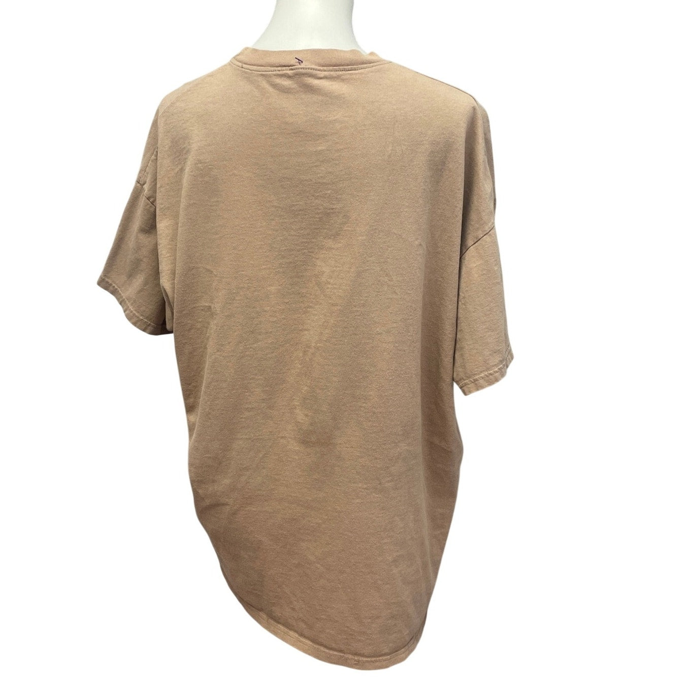 Hand Printed Upcycled Mens XL Wild Lion Cotton Blend Short Sleeve V-Neck Tee