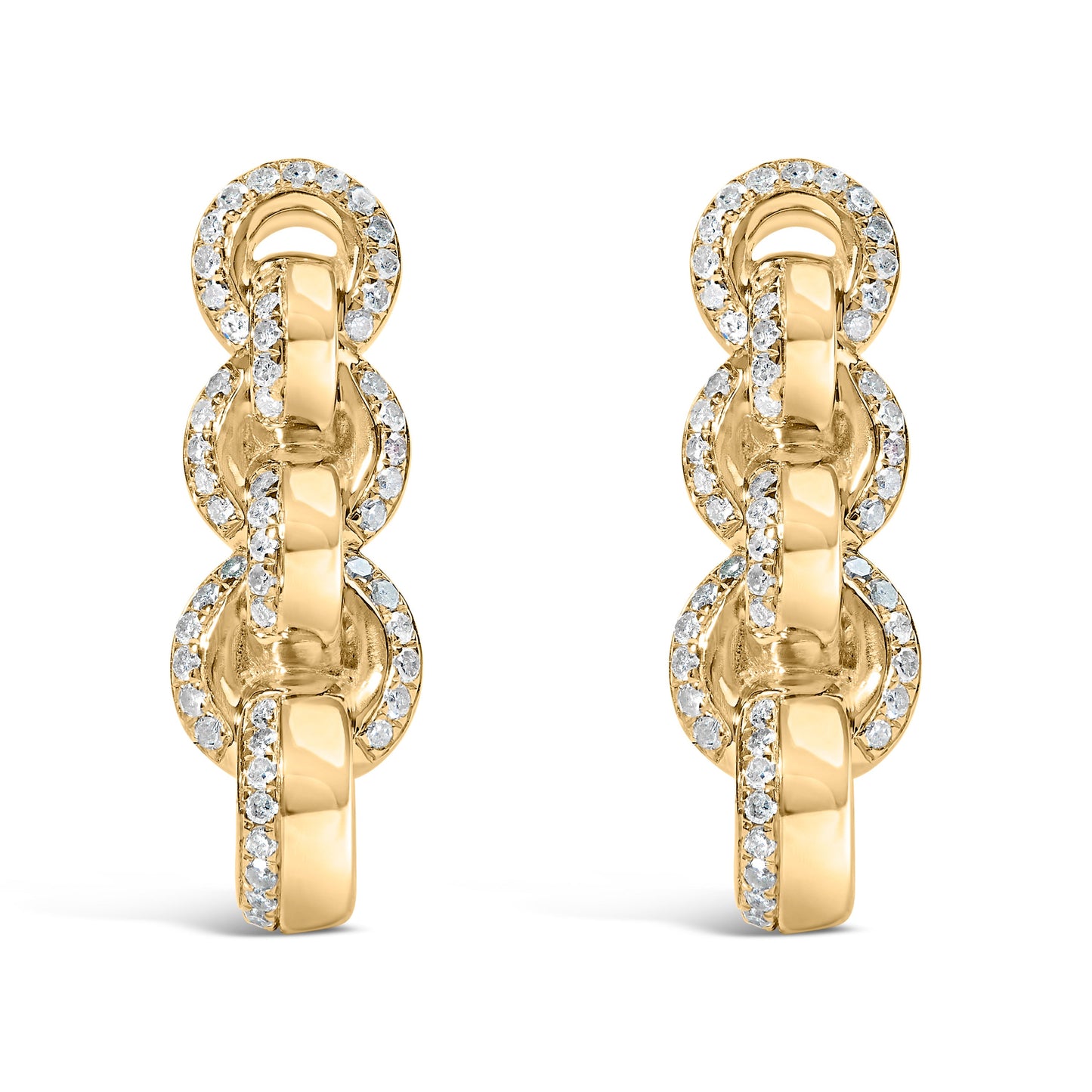 14K Yellow Gold Plated .925 Sterling Silver 1/2 Cttw Diamond Chain Link Drop Earrings (H-I Color, I1-I2 Clarity)