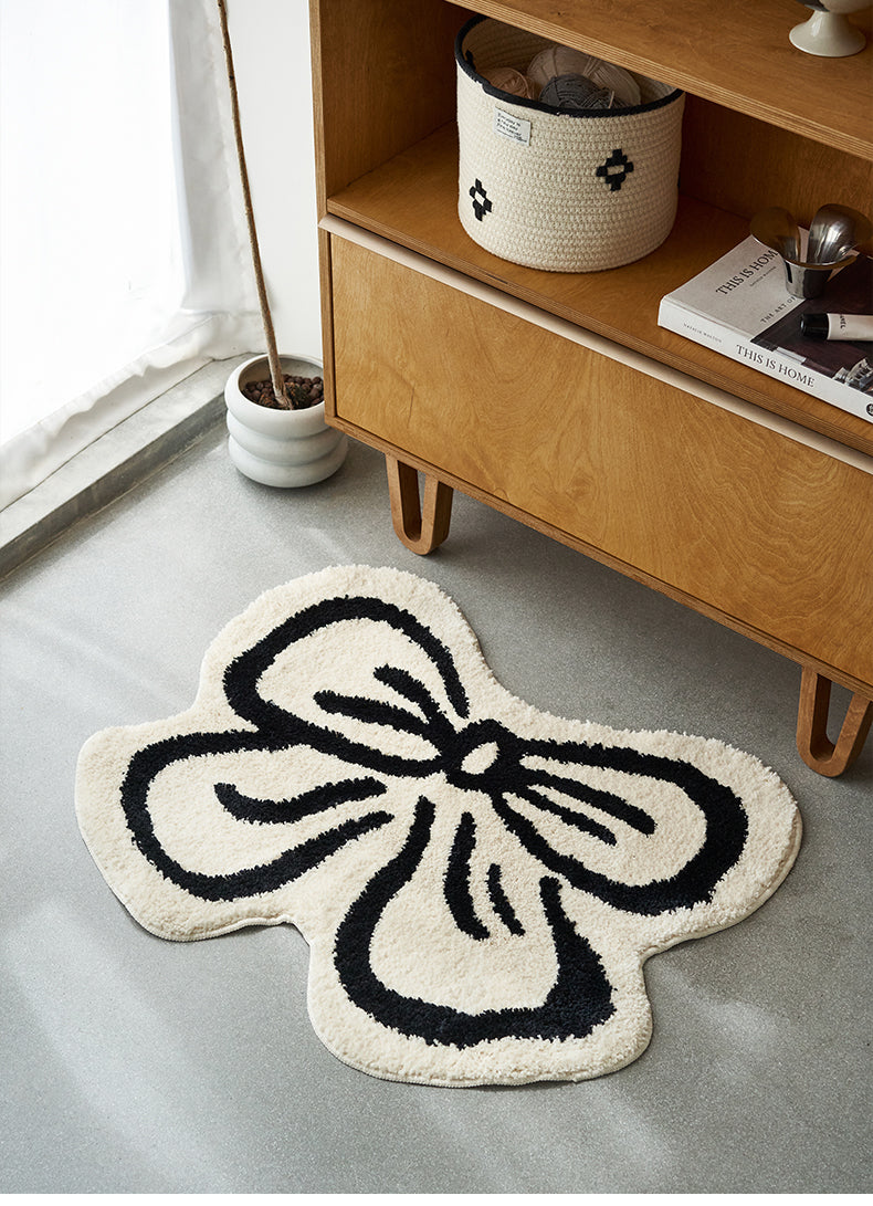 Black n White Bowknot Carpet-3