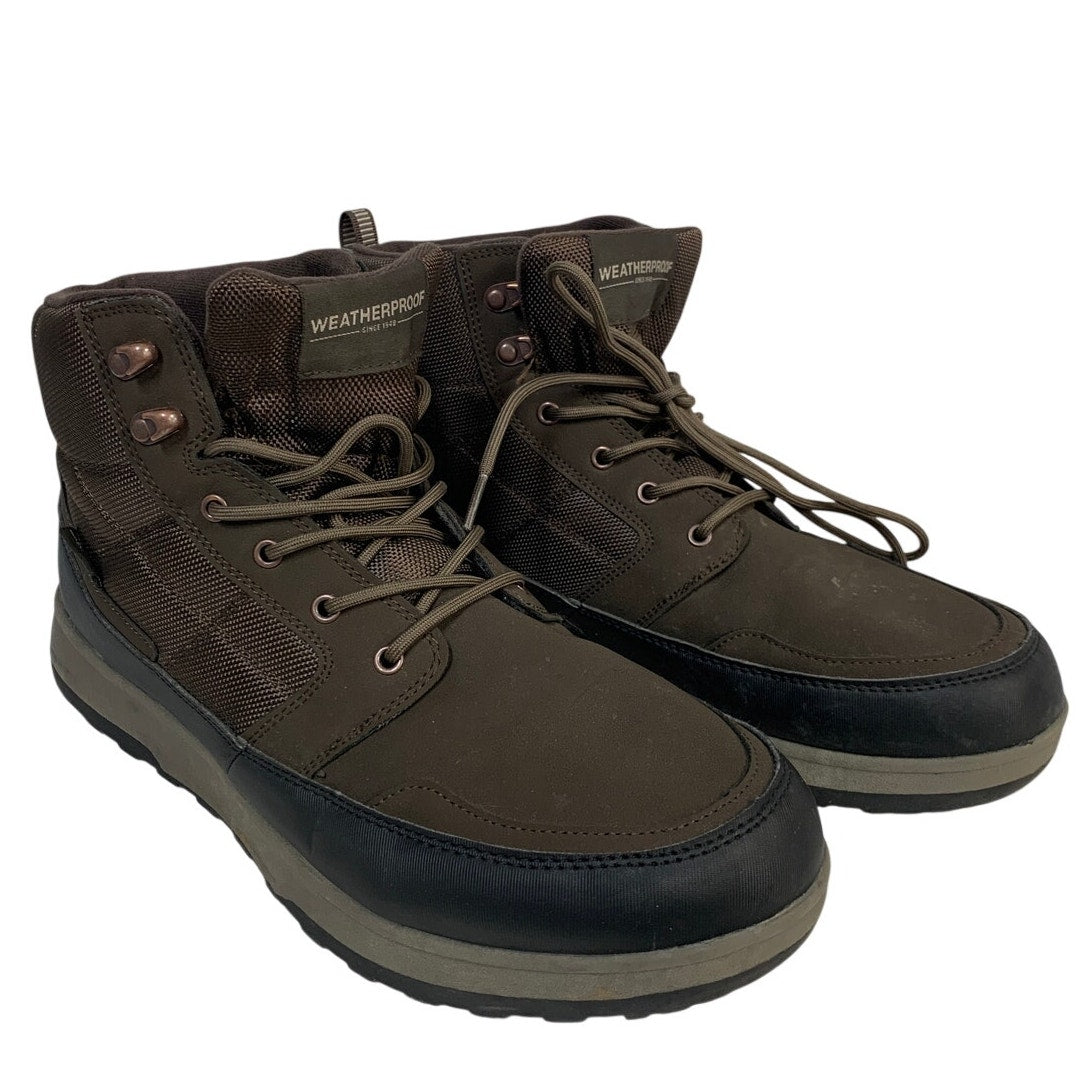 Weatherproof Mens Size 13 Brown Boots Lace Up Round Toe Hiking Outdoor Shoes