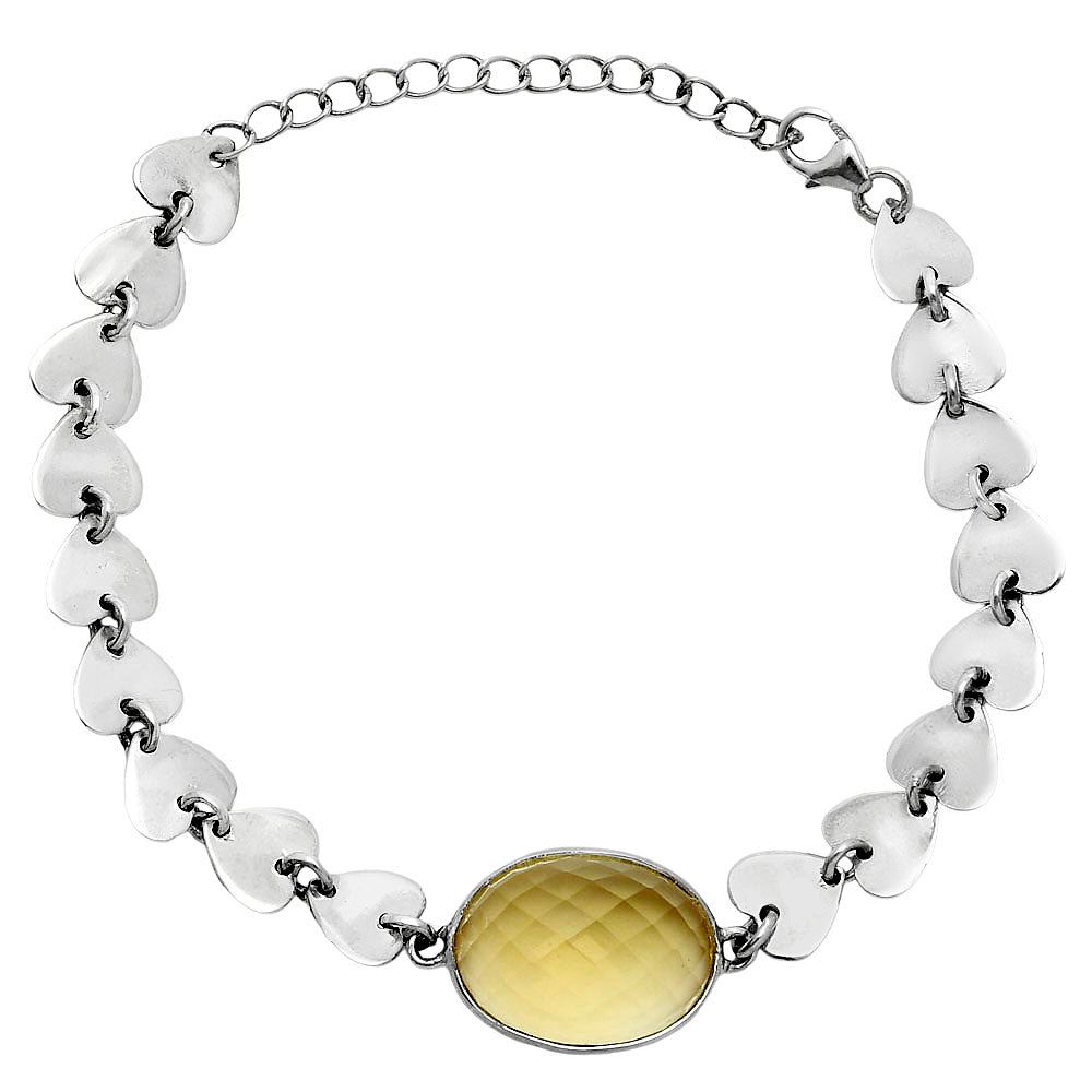 Premium Heart - Citrine Checker Bracelet B-1044 12-EB10044-1