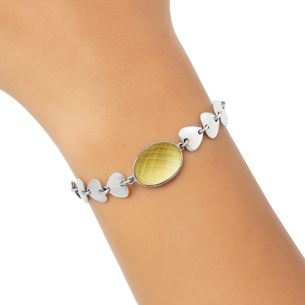 Premium Heart - Citrine Checker Bracelet B-1044 12-EB10044-0