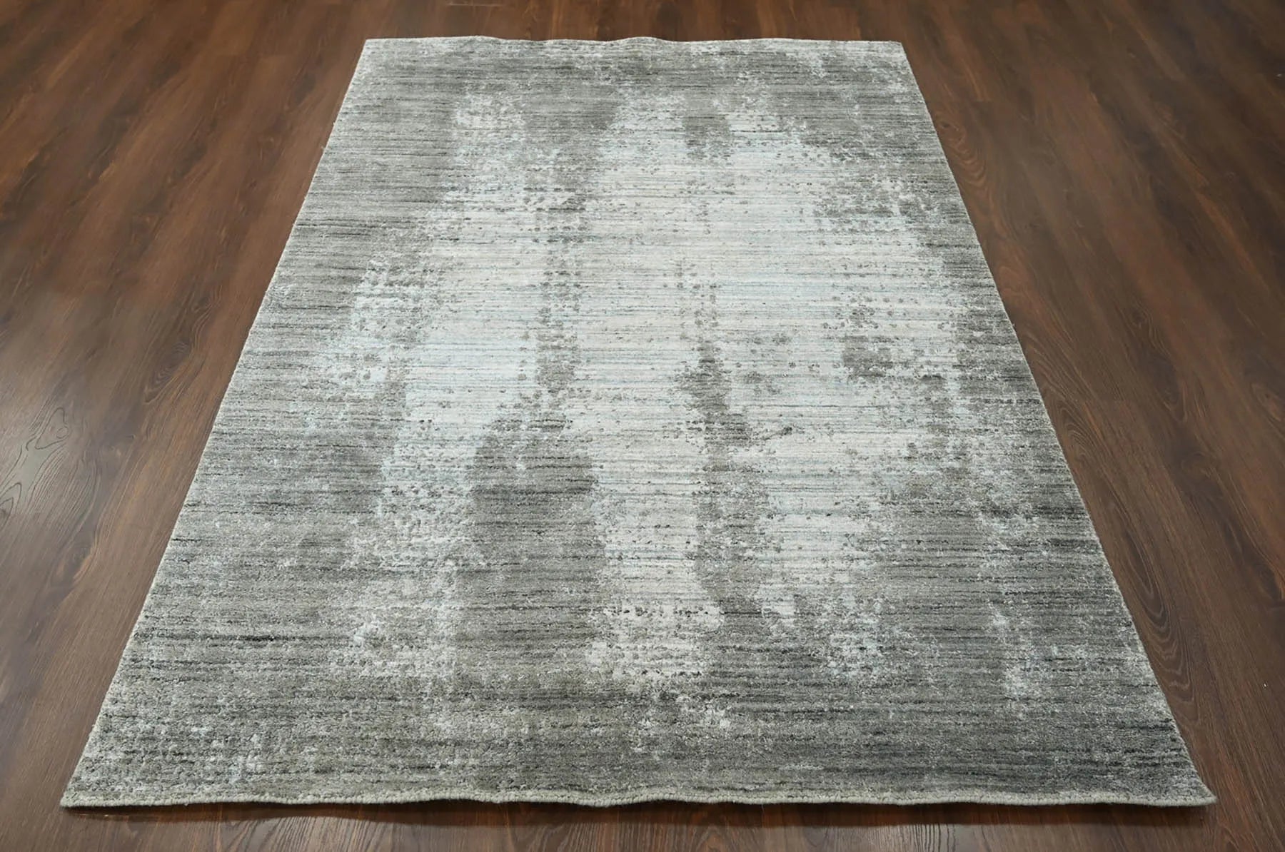 5x7 Gray, Silver Hand Knotted 100% Wool Modern & Contemporary Oriental Area Rug-3