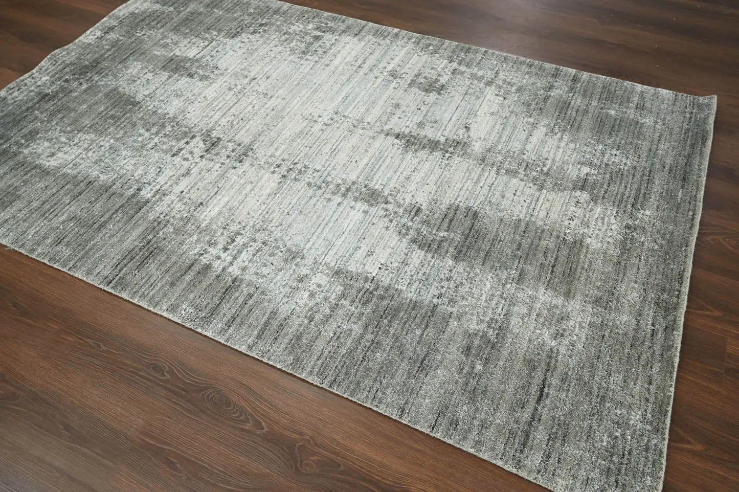 5x7 Gray, Silver Hand Knotted 100% Wool Modern & Contemporary Oriental Area Rug-4