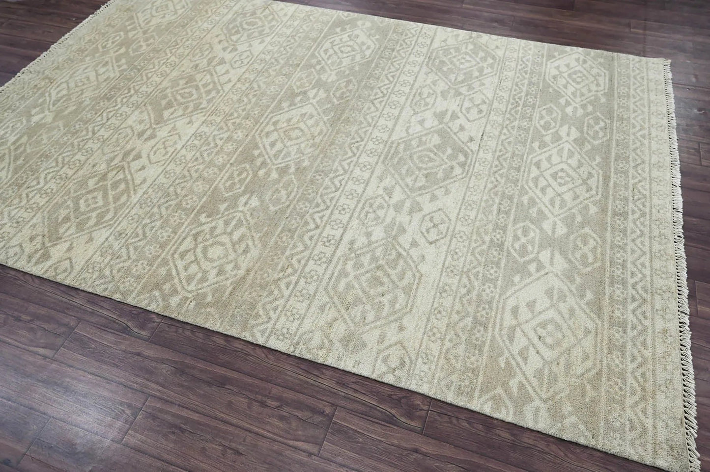 Multi Size Beige LoomBloom Hand Knotted Southwestern Southwestern Oushak 100% Wool Oriental Area Rug-4