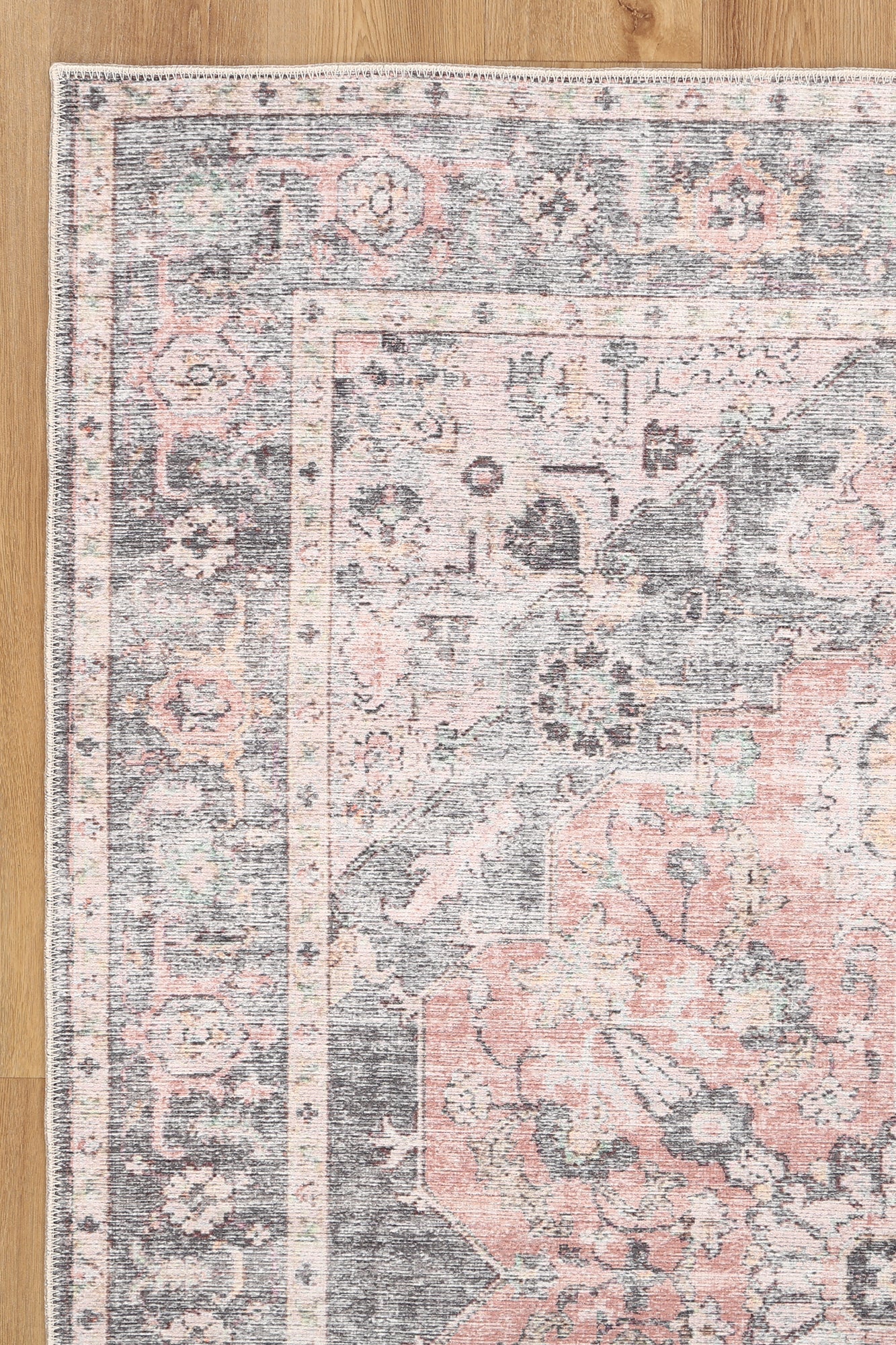 Hugo Machine Washable in Grey & Beige Rug-1