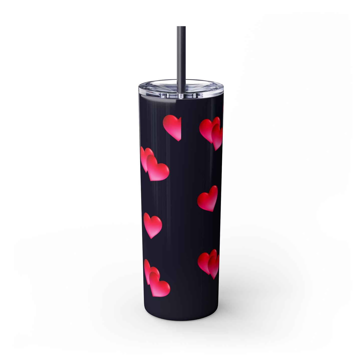 Gepasmaakte Glitter 20oz Dun Tumbler met Pienk Hartpatroon — [Jou Naam Hier]