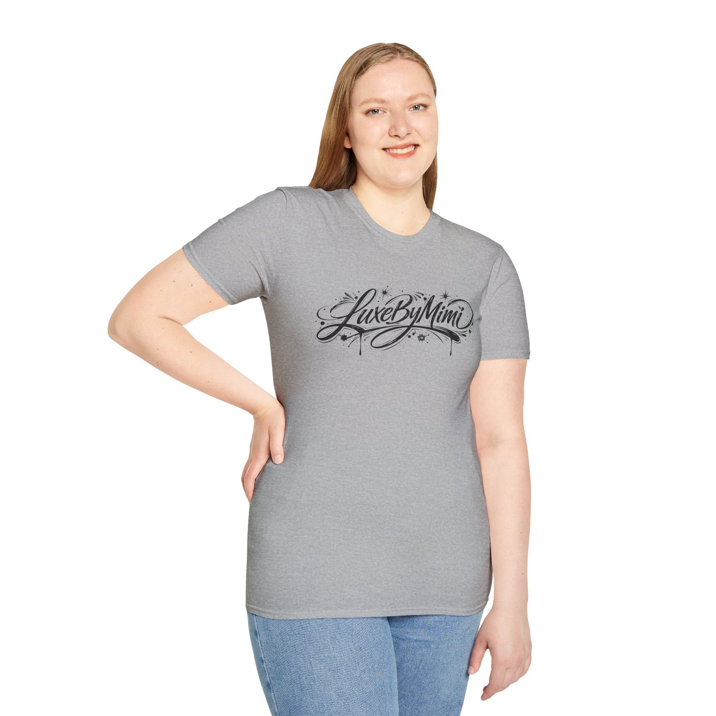 LuxeByMimi Script Tee — Elegant Calligraphy Logo T-Shirt