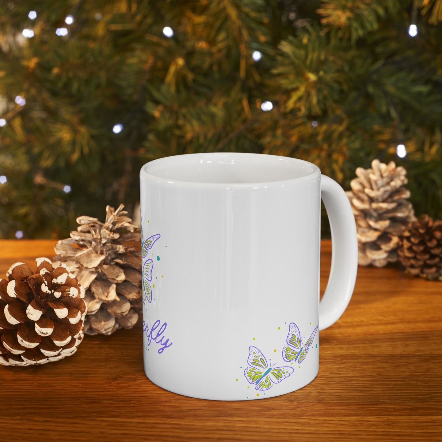 Butterfly Kisses Ceramic Mug | Butterfly Lover Gift, Cute Tea Cup, Nature Decor, Butterfly Enthusiast, Mother's Day Gift, Eco-Friendly