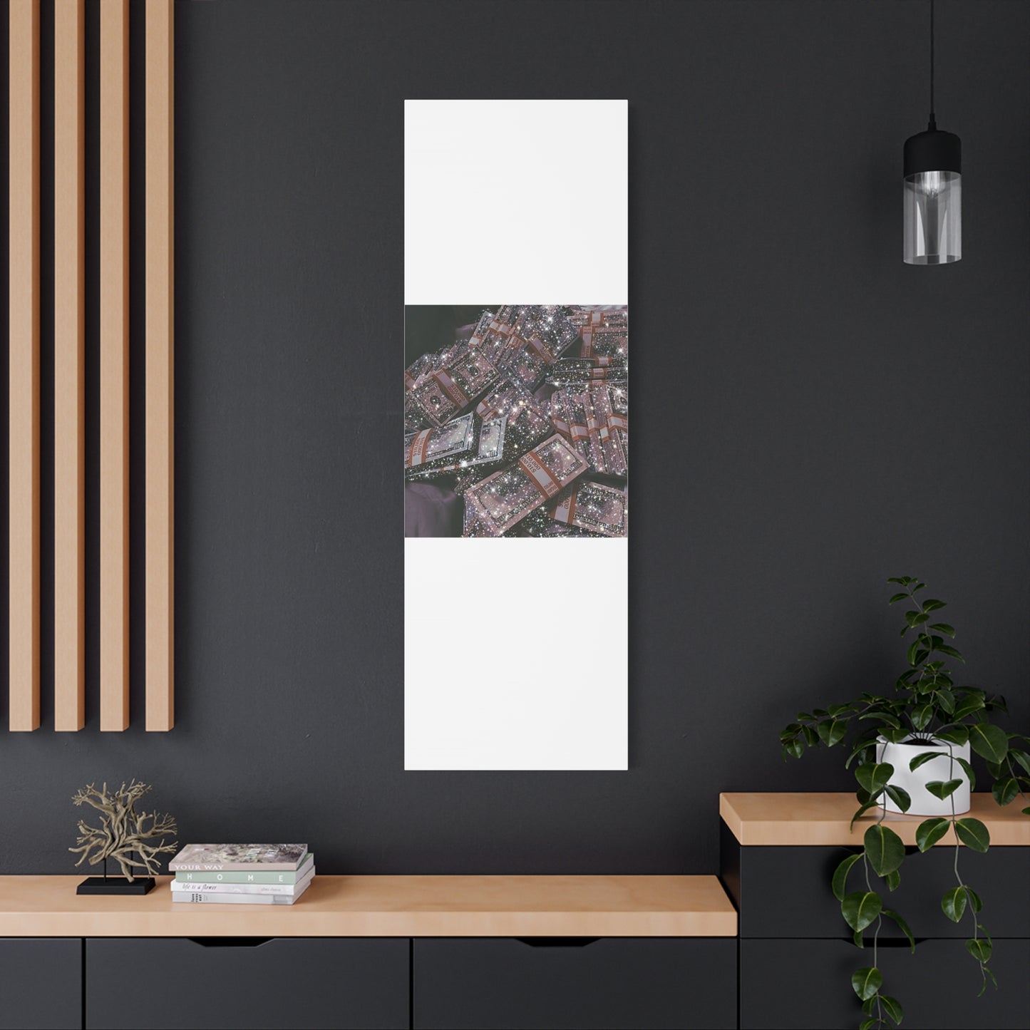 Sparkling Money Canvas Art, Glittery Wall Decor for Home, Modern Art Piece, Gift for Art Lovers, Chic Office Decor, Unique Wall Hanging