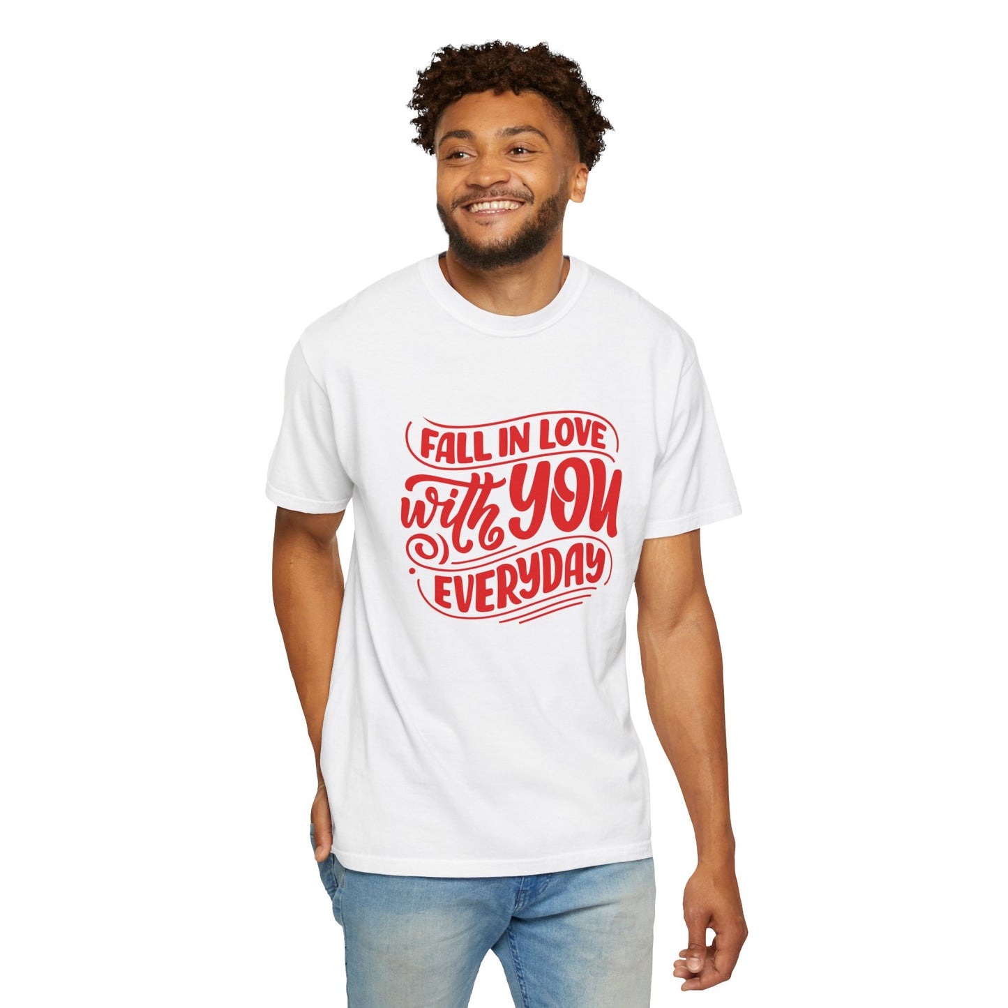 Fall in Love with YOU Quote T-shirt for Couples, Valentine's Day, Gifts for Him/Her, Casual Everyday Wear, Comfortable Unisex Tee