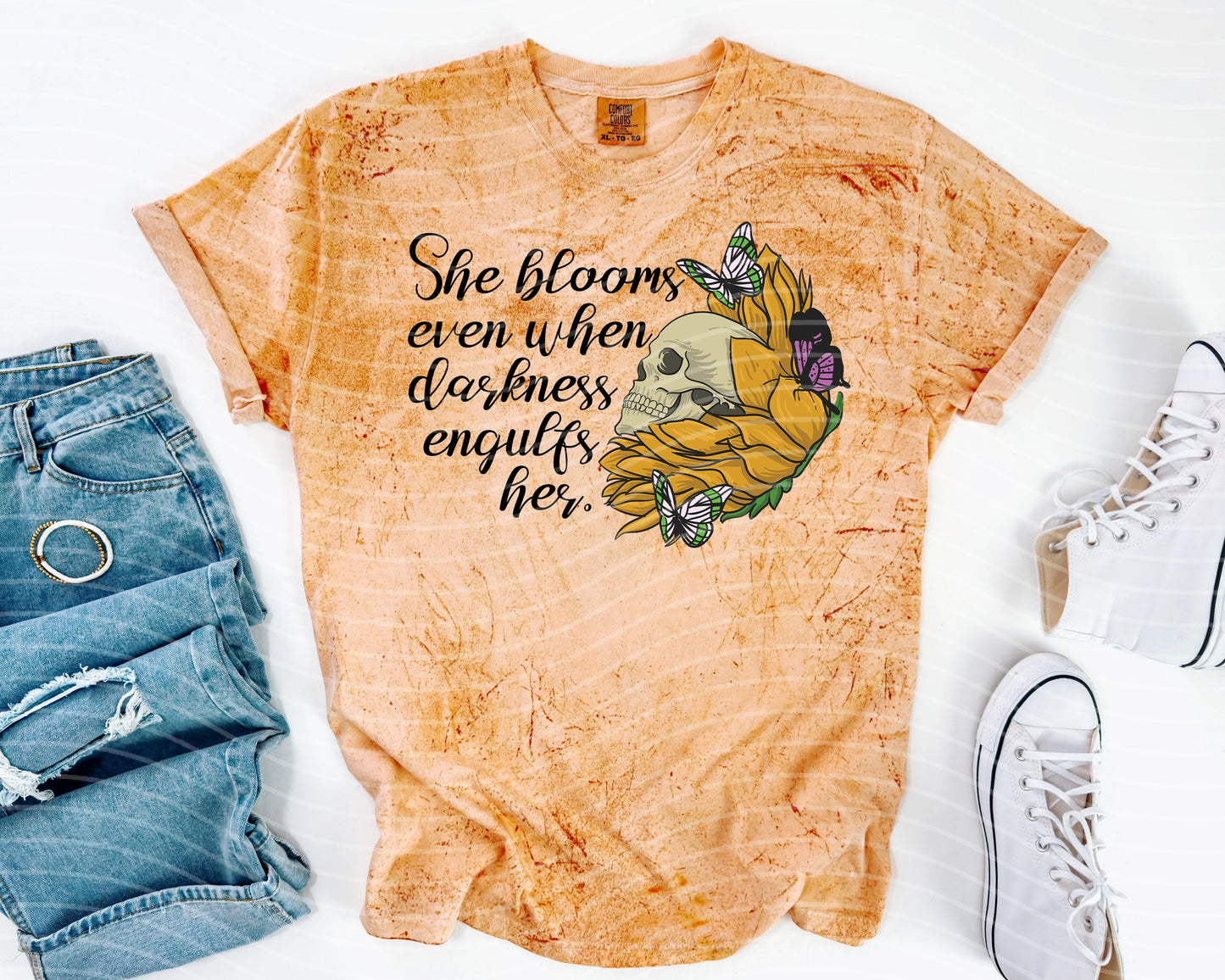 She Blooms Even When Darkness Engulfs Her Graphic Tee