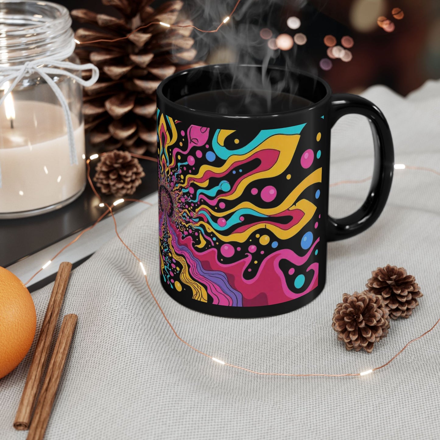 Psychedelic Coffee Mug, Colorful Mug for Coffee Lovers, Boho Gift, Unique Tea Cup, Artistic Drinkware
