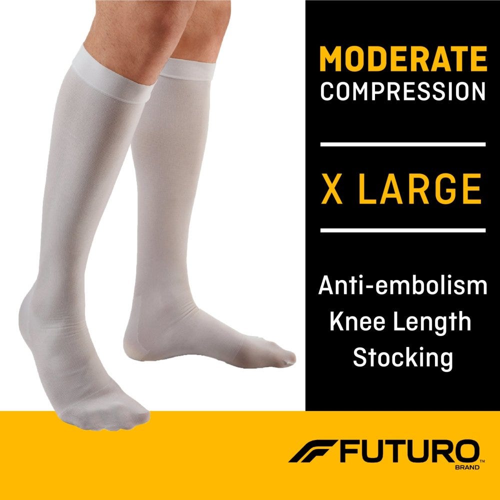 Futuro Anti-Embolism Stockings Knee  High Closed Toe White X- Large 1Pr