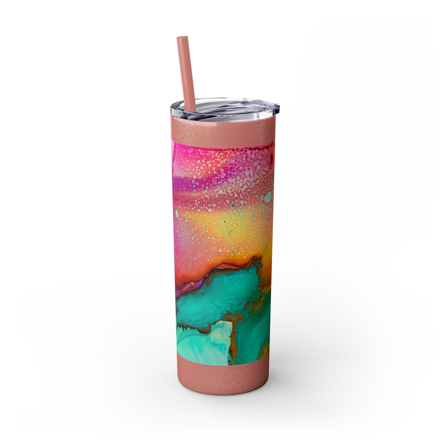 Beautiful Watercolor Splatter Skinny Tumbler with Straw - 20oz, Vibrant Colorful Drinkware for Every Occasion, Perfect Gift for Friends, Reusable Travel Mug, Water [...]