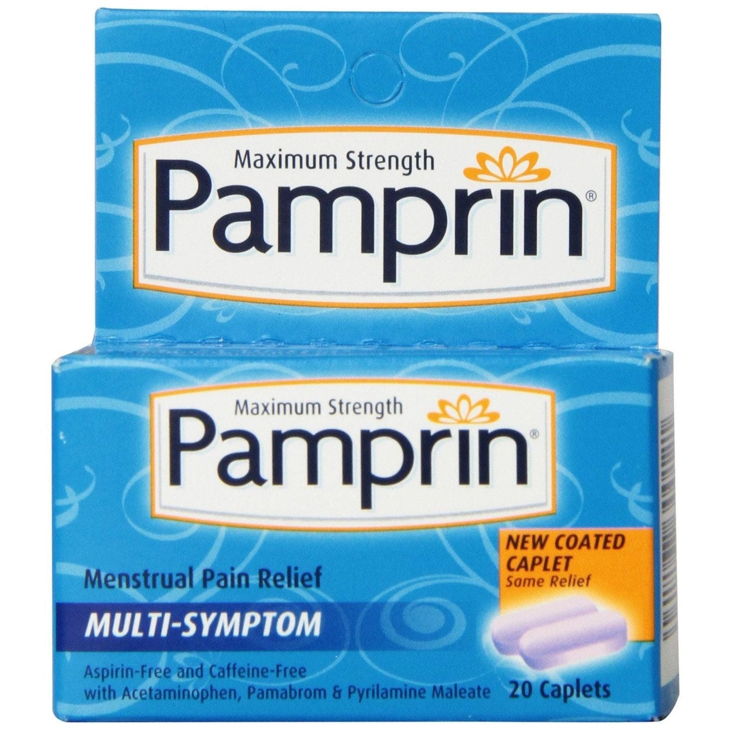 Pamprin Maximum Strength,Multi-Symptom Menstrual Pain Relief 20 Caplets