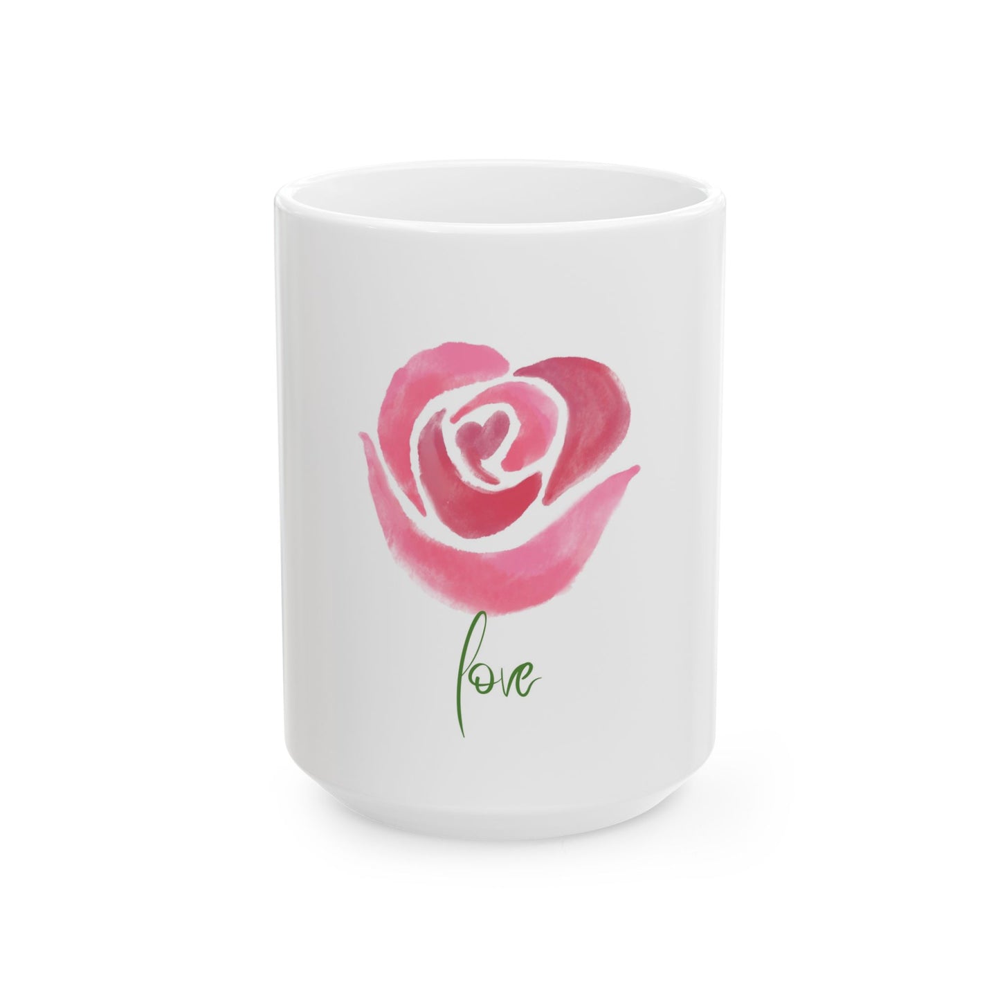 Ceramic Rose Mug - Love Inspired, Gift for Her, Romantic Tea Cup, Mother's Day Gift, Wedding Favor, Floral Coffee Mug