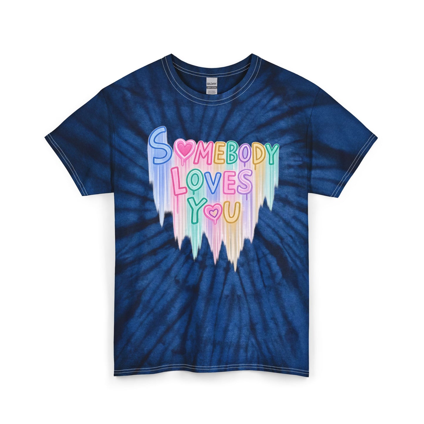 Tie Dye Tee — "Somebody Loves You" Pastel Heart Graphic