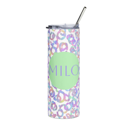 Custom Pastel Watercolor Stainless Steel Tumbler 20oz | Slim Travel Cup