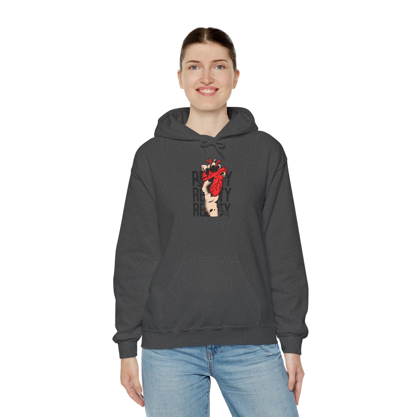 Reality-Themed Unisex Heavy Blend Hoodie for Daily Inspiration, Motivational Sweatshirt, Cozy Gift for Friends, Statement Apparel, [...]