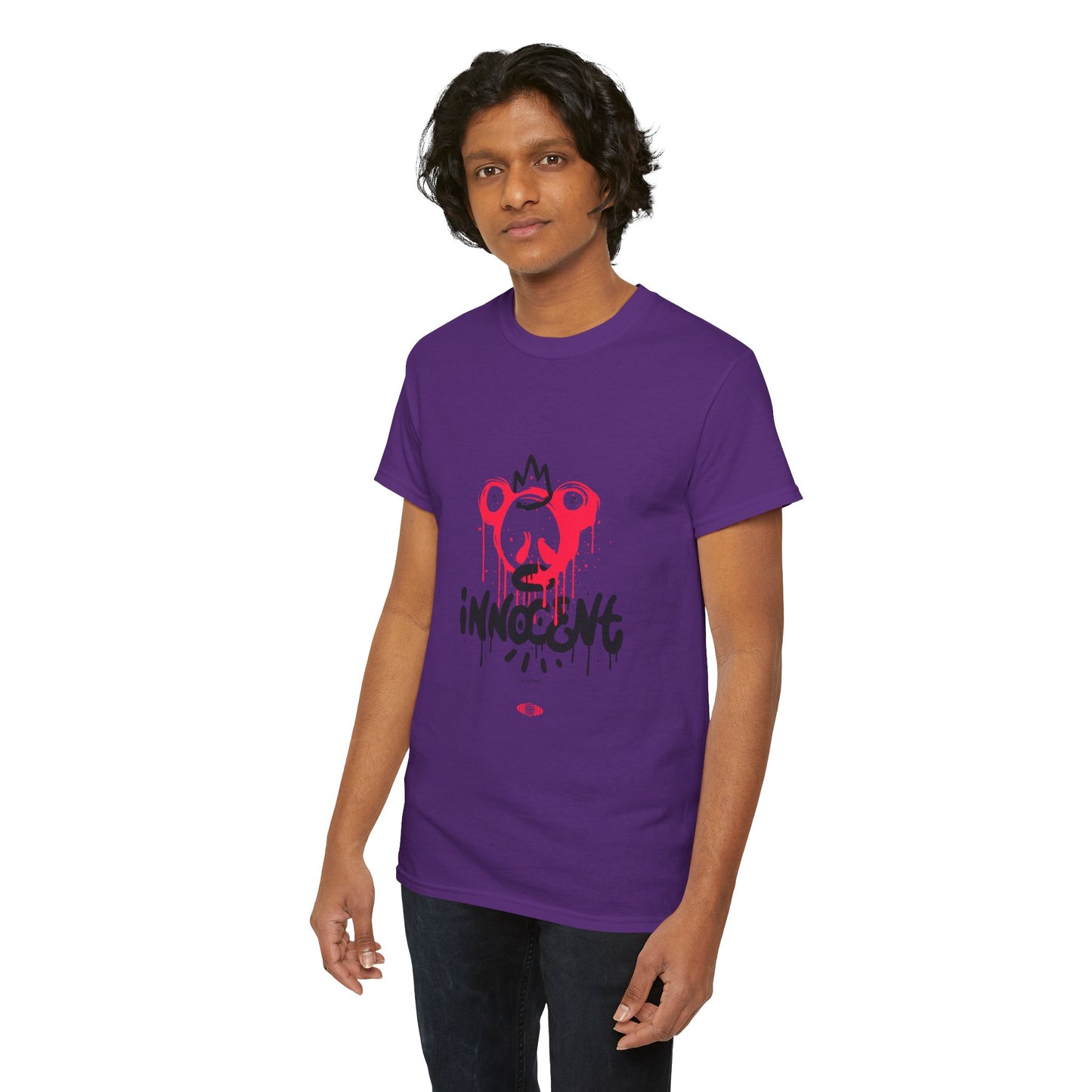 Edgy Graphic Tee: 'Innocent' Design, Urban Fashion, Streetwear, Unisex Cotton T-Shirt, Music Festivals, Casual Wear