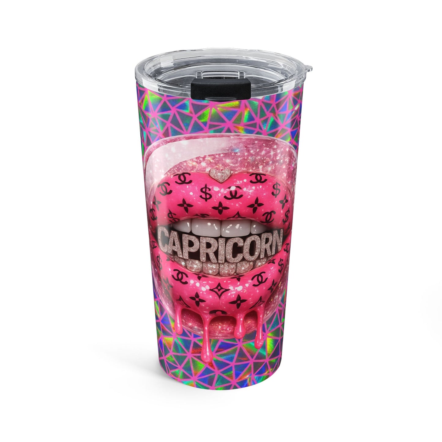 Capricorn Dripping Lip Art Tumbler 20oz Neon Geometric Zodiac