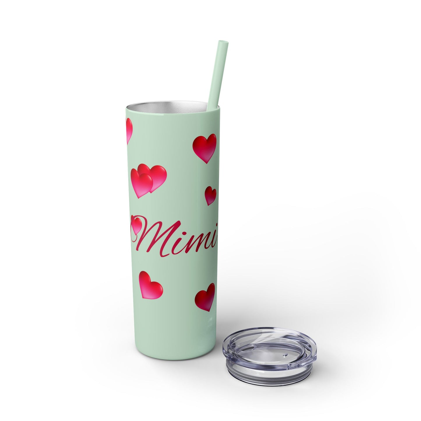 Gepasmaakte Glitter 20oz Dun Tumbler met Pienk Hartpatroon — [Jou Naam Hier]