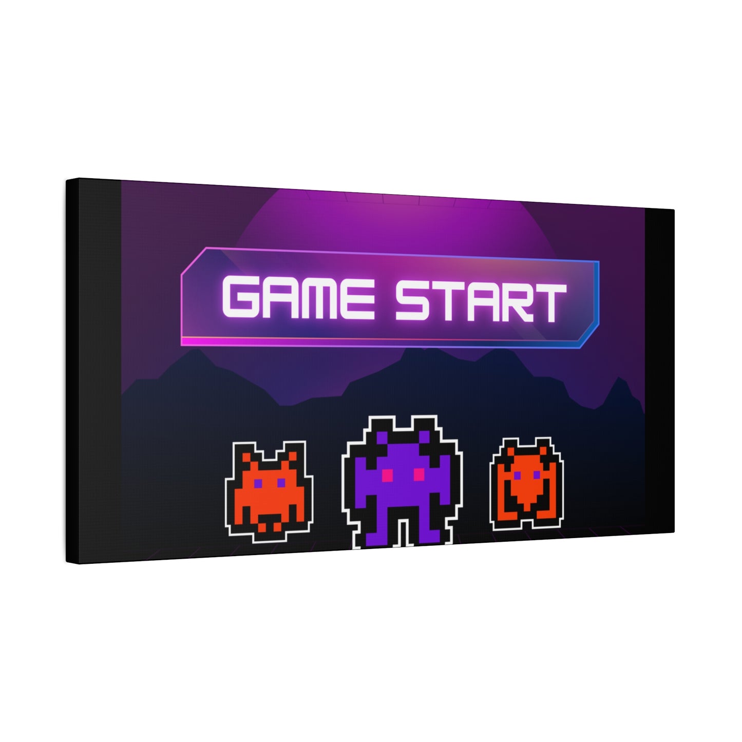 Retro Game Start Canvas Art Print | 80s Gaming Wall Decor, Gamer Gift, Pixel Art, Nostalgic Artwork, Home Decor