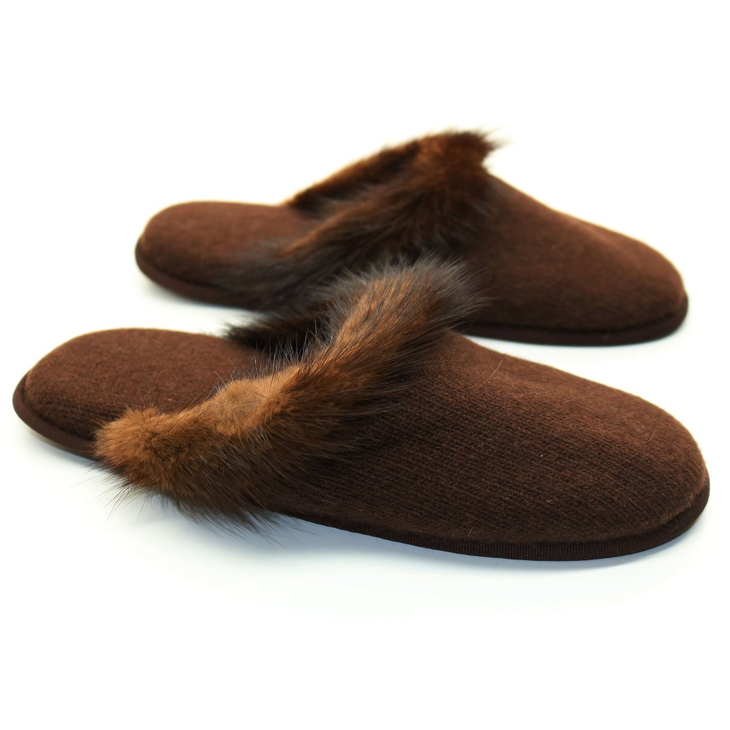 CASHMERE SLIPPERS WITH MINK TRIM-0