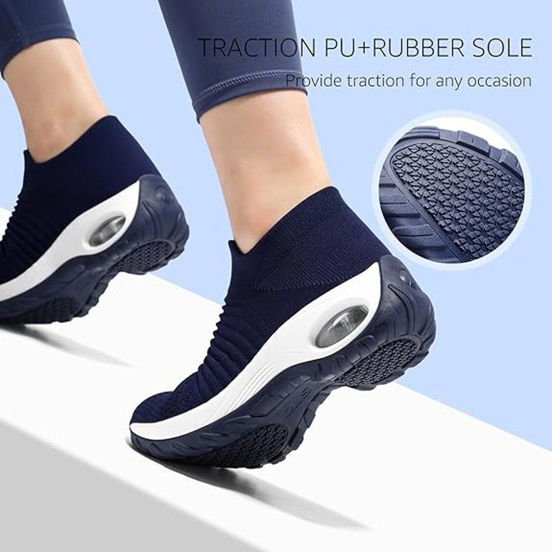 STQ Women Size 9.5 Navy Slip On Arch Support Orthopedic Breathable Mesh Sneakers