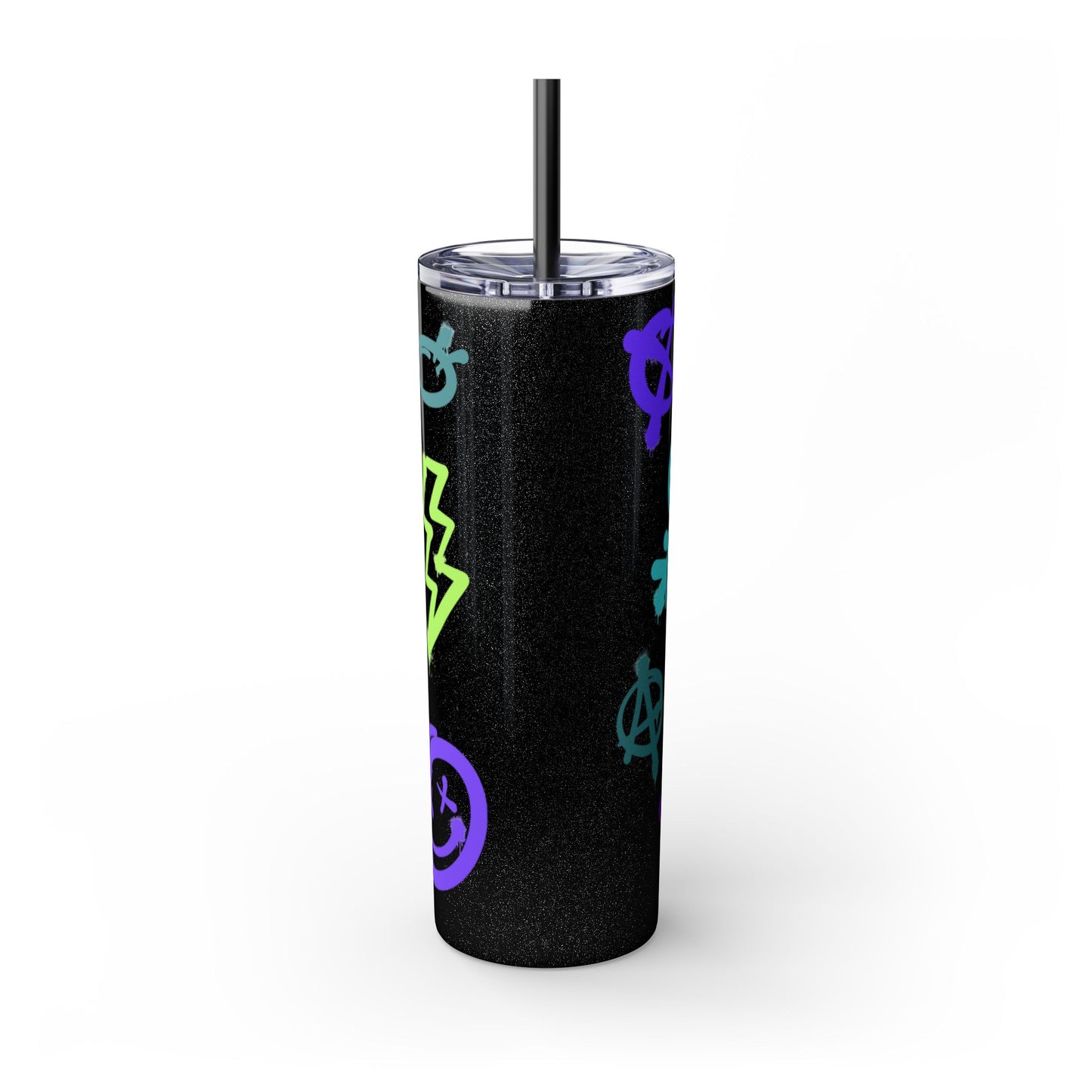 Trendy Skinny Tumbler with Straw, 20oz | Unique Graffiti Style Drinkware for Teens, Gifts, Parties, and Everyday Use