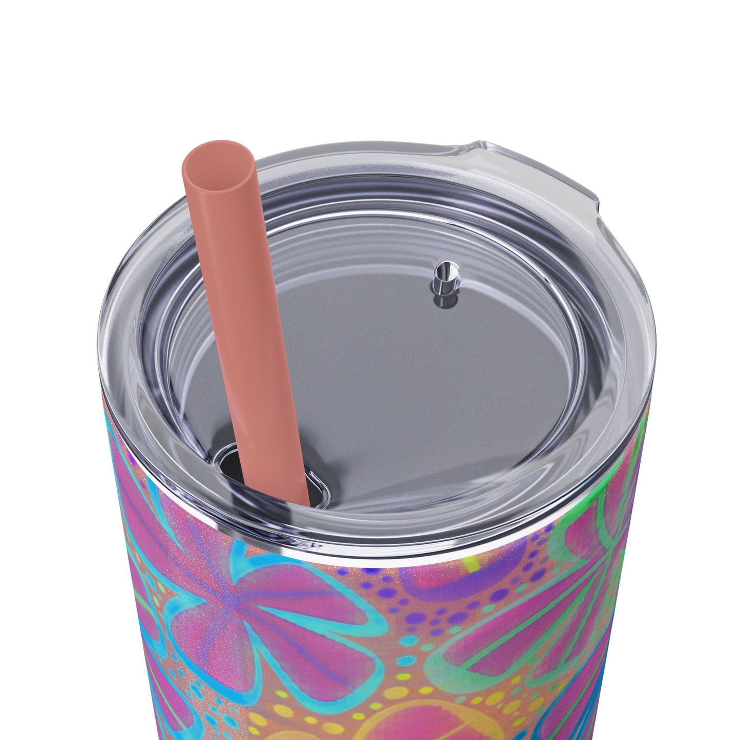 Pastel Butterfly Tumbler, 20oz Drinkware, Spring Decor, Cute Gift for Her, Eco-Friendly Cup, Floral Water Bottle