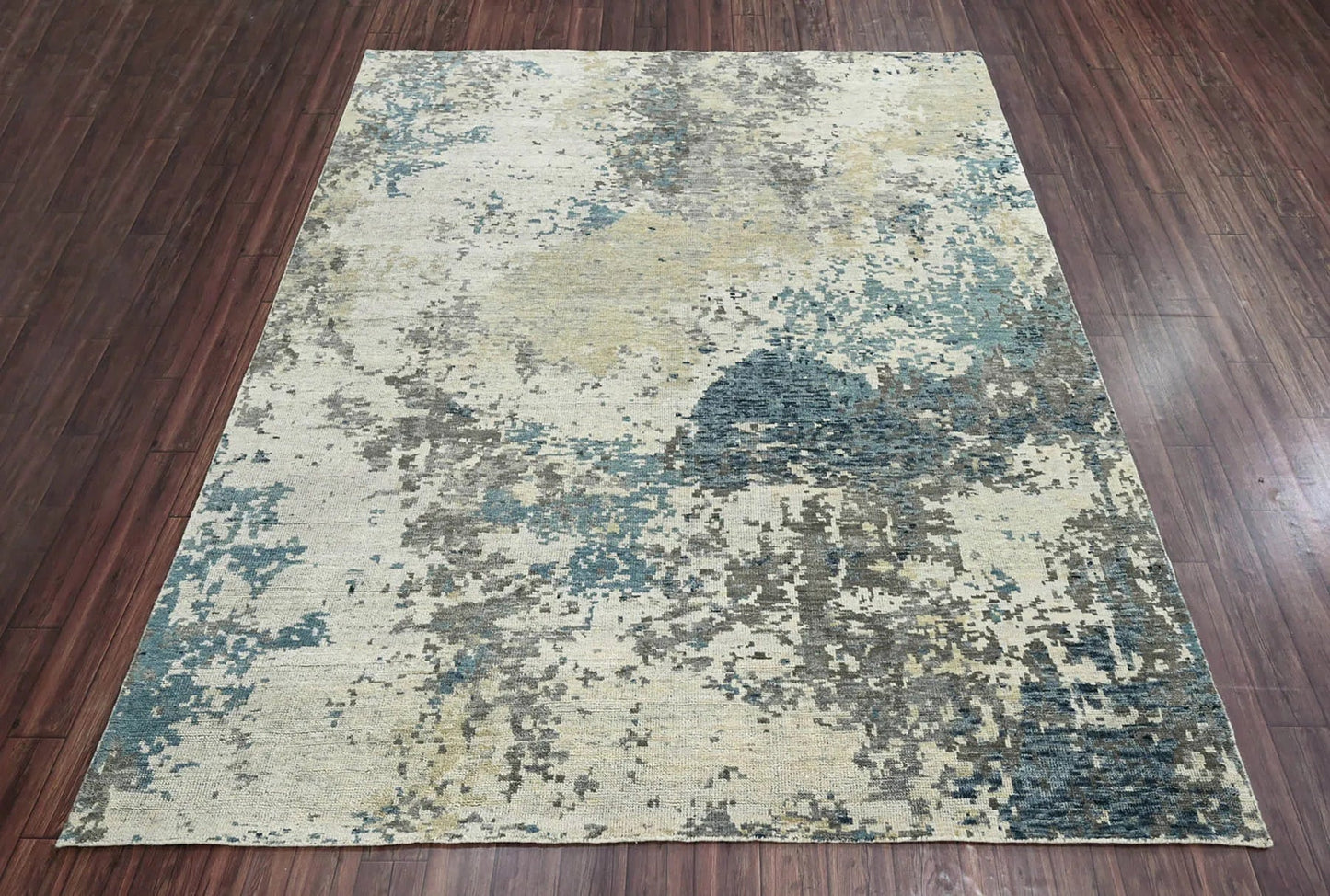 Multi Size Gray LoomBloom Hand Knotted Modern Abstract Tibetan 100% Wool Oriental Area Rug-2