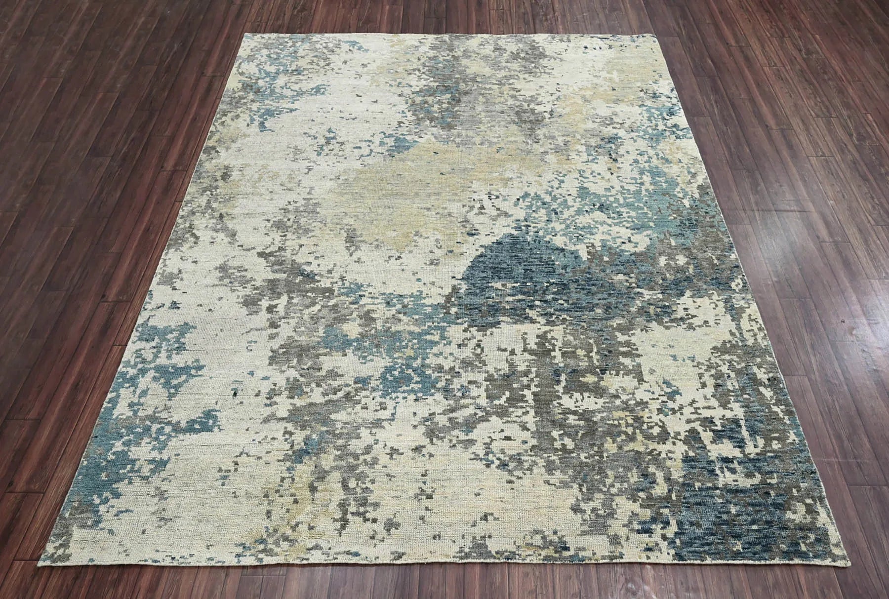 Multi Size Gray LoomBloom Hand Knotted Modern Abstract Tibetan 100% Wool Oriental Area Rug-2
