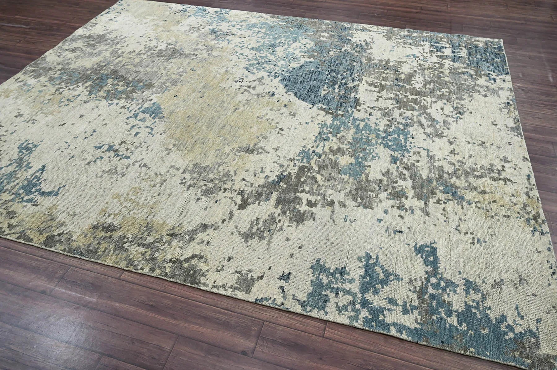 Multi Size Gray LoomBloom Hand Knotted Modern Abstract Tibetan 100% Wool Oriental Area Rug-3