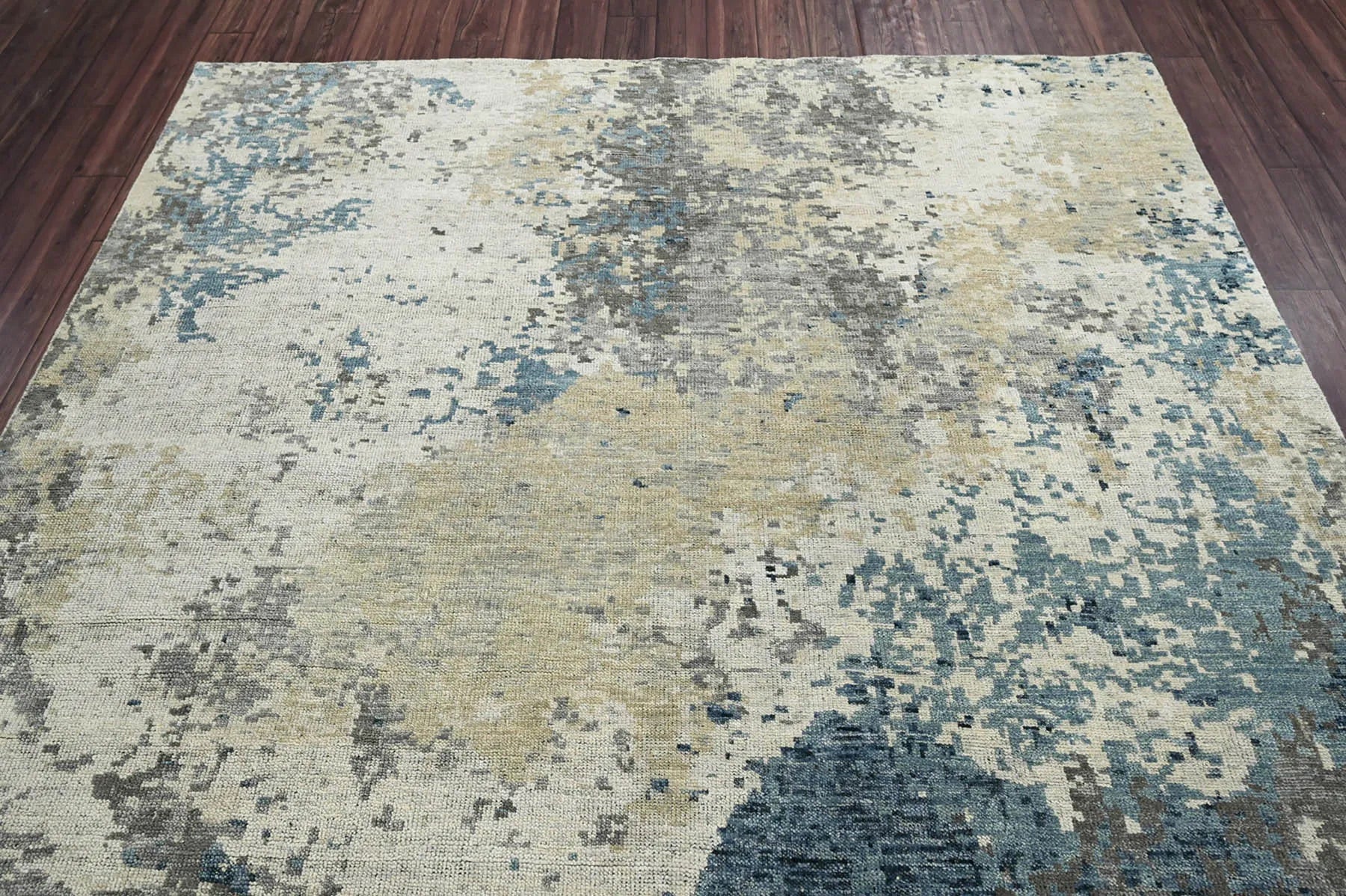 Multi Size Gray LoomBloom Hand Knotted Modern Abstract Tibetan 100% Wool Oriental Area Rug-4