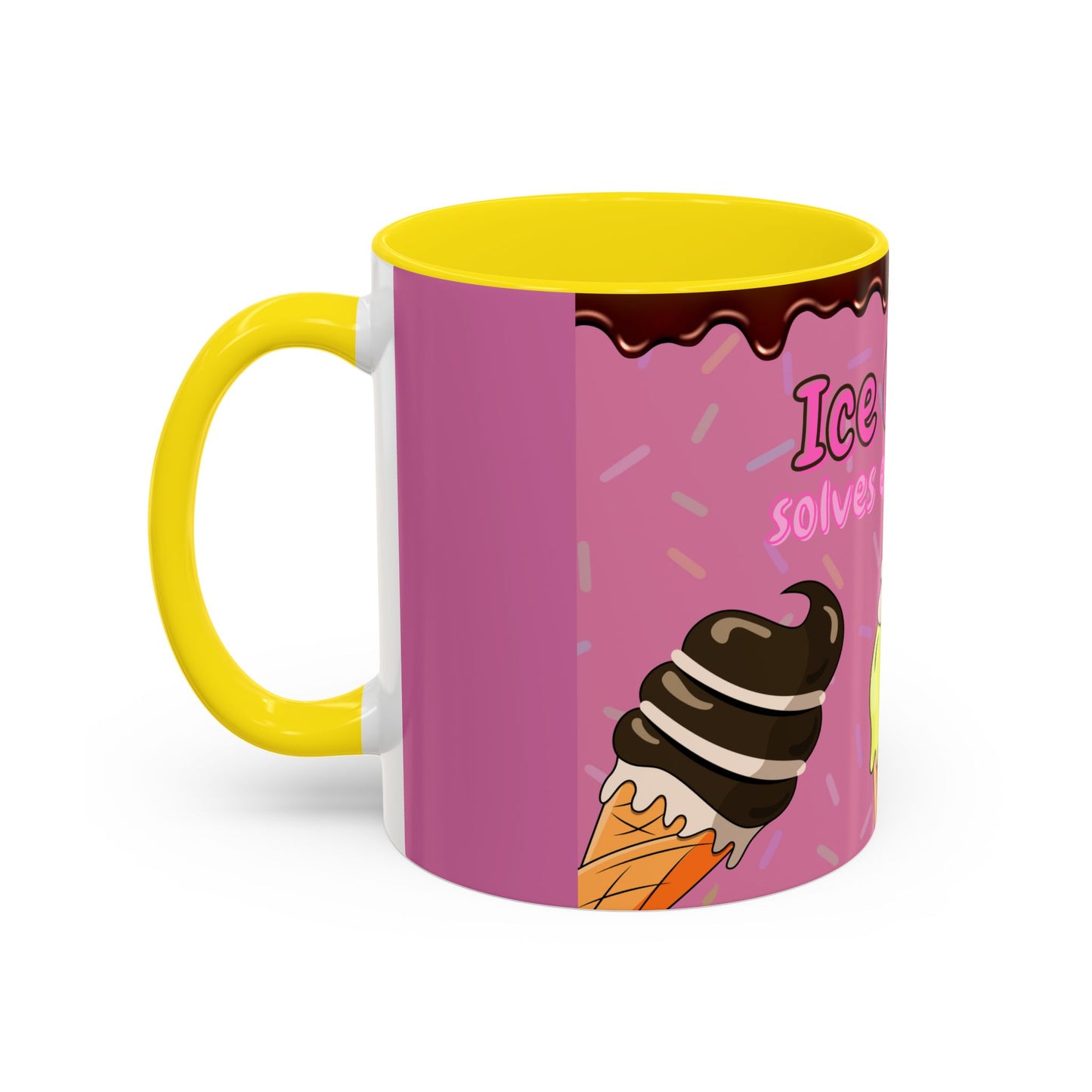 Ice Cream Solves Everything Coffee Mug - Fun Beverage Cup for Ice Cream Lovers, Gift for Holidays, Birthday, Summer