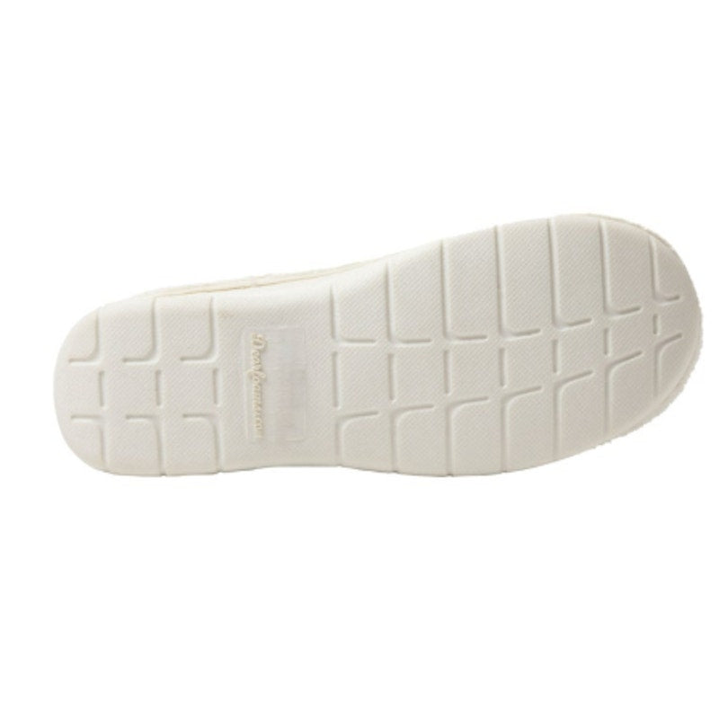 New In Box Dearfoams Women Small 5/6 Cream SlideOn Memory Foam Washable Slippers