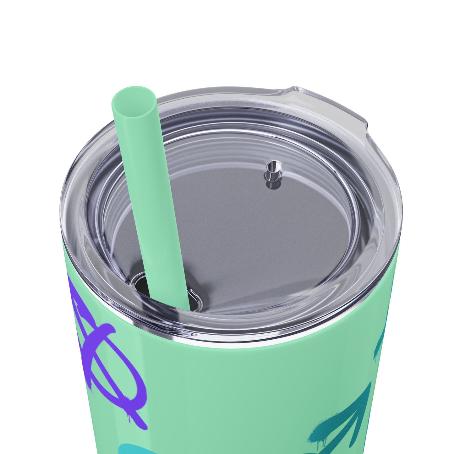 Trendy Skinny Tumbler with Straw, 20oz | Unique Graffiti Style Drinkware for Teens, Gifts, Parties, and Everyday Use