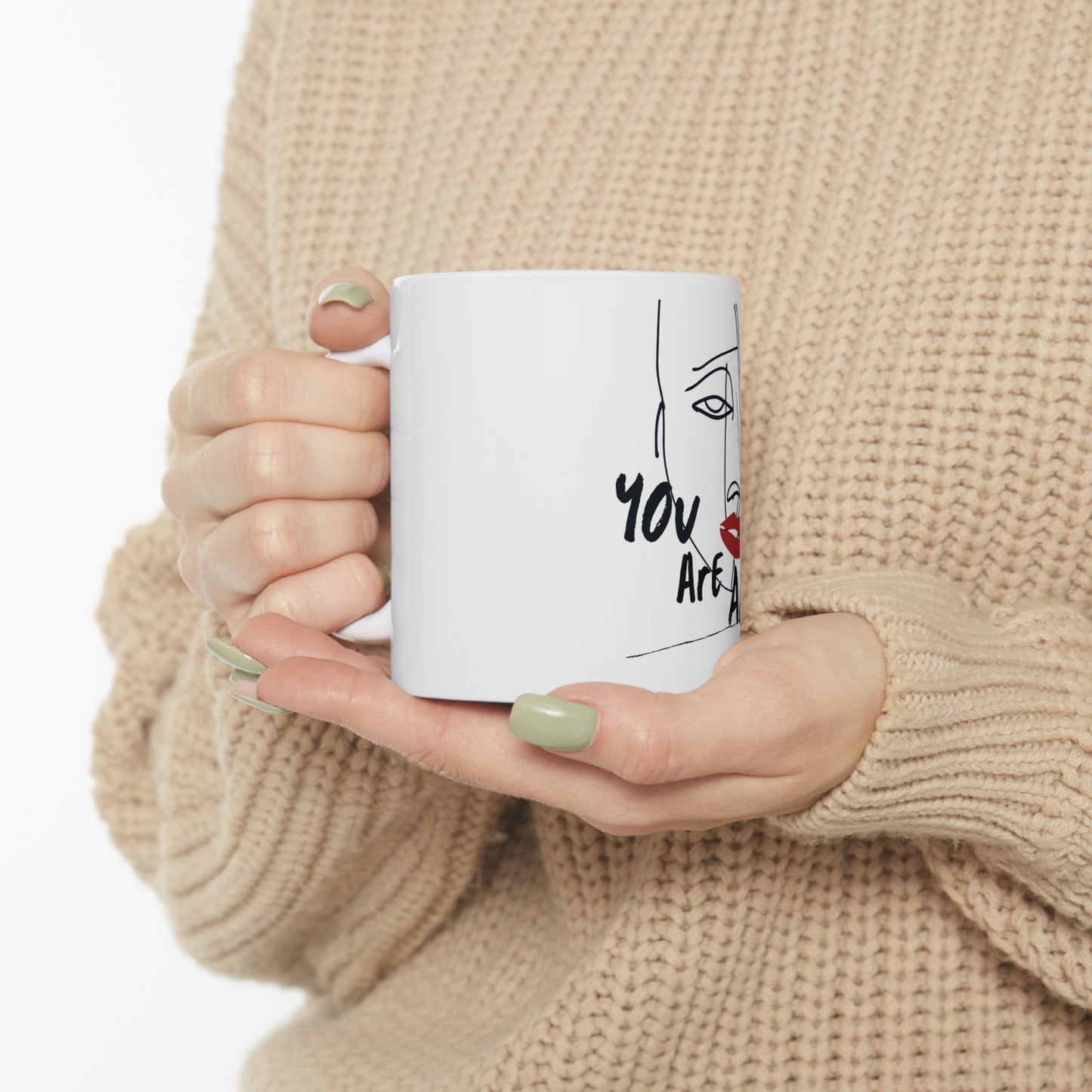 Modern Art Ceramic Mug, Artistic Coffee Cup, Unique Gift for Art Lovers, You Are Art Design, Home Decor, Inspirational Beverage Mug