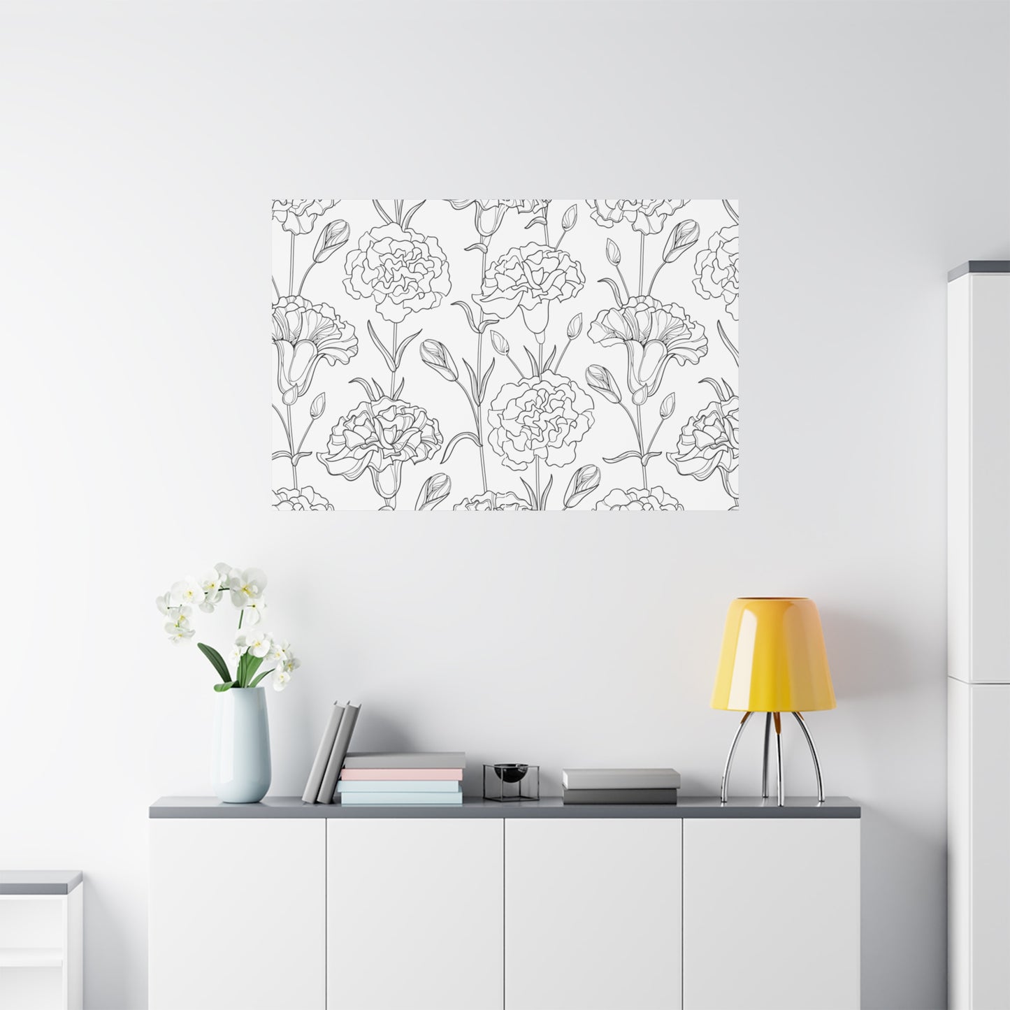 Floral Canvas Art, Stretched Wall Decor, Home Gift, Botanical Print, Modern Design, Matte Finish